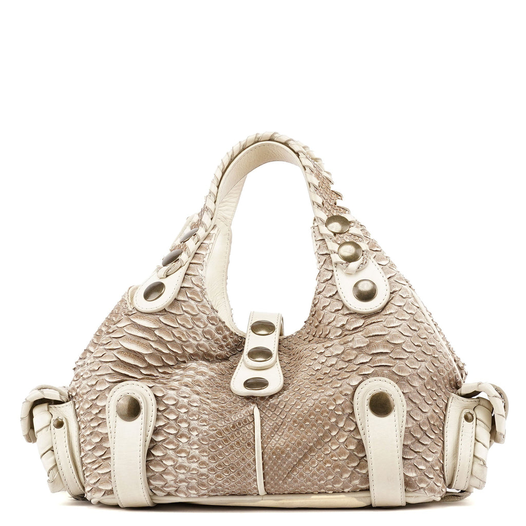 Beige Small Python Silverado Bag