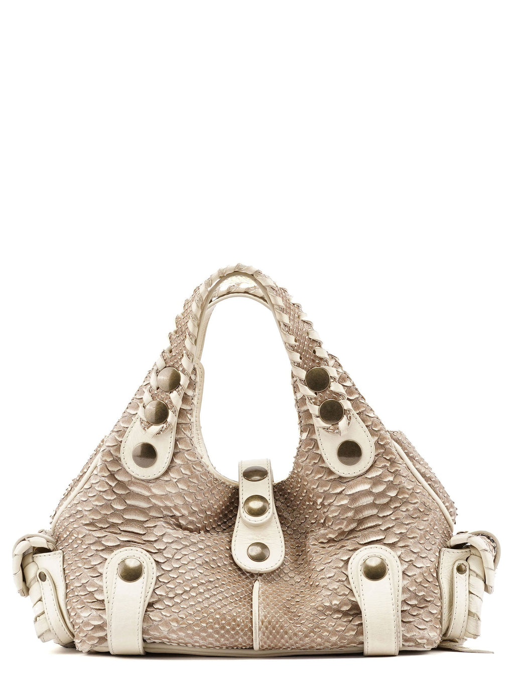 Beige Small Python Silverado Bag