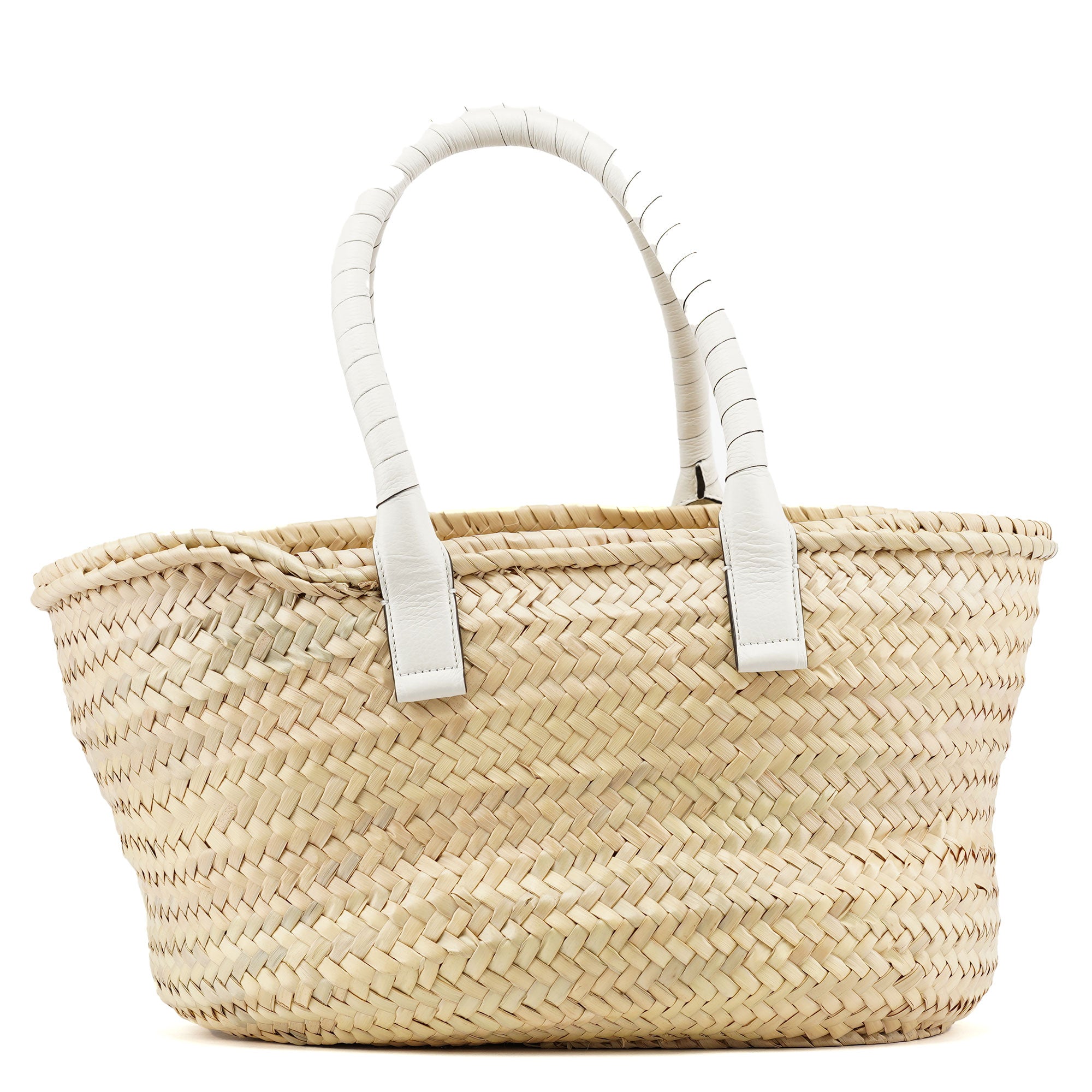 Beige White Marcie Basket Bag