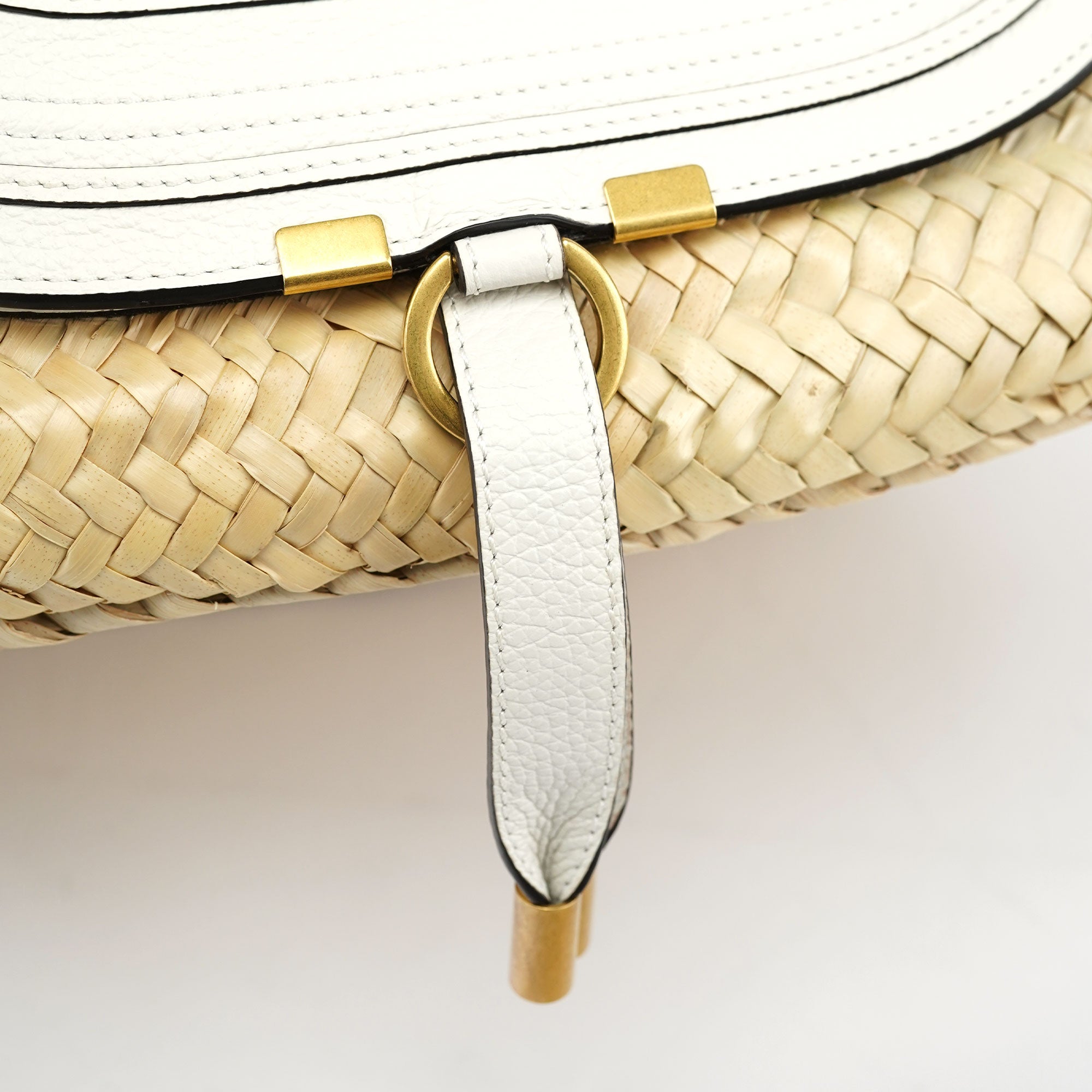 Beige White Marcie Basket Bag