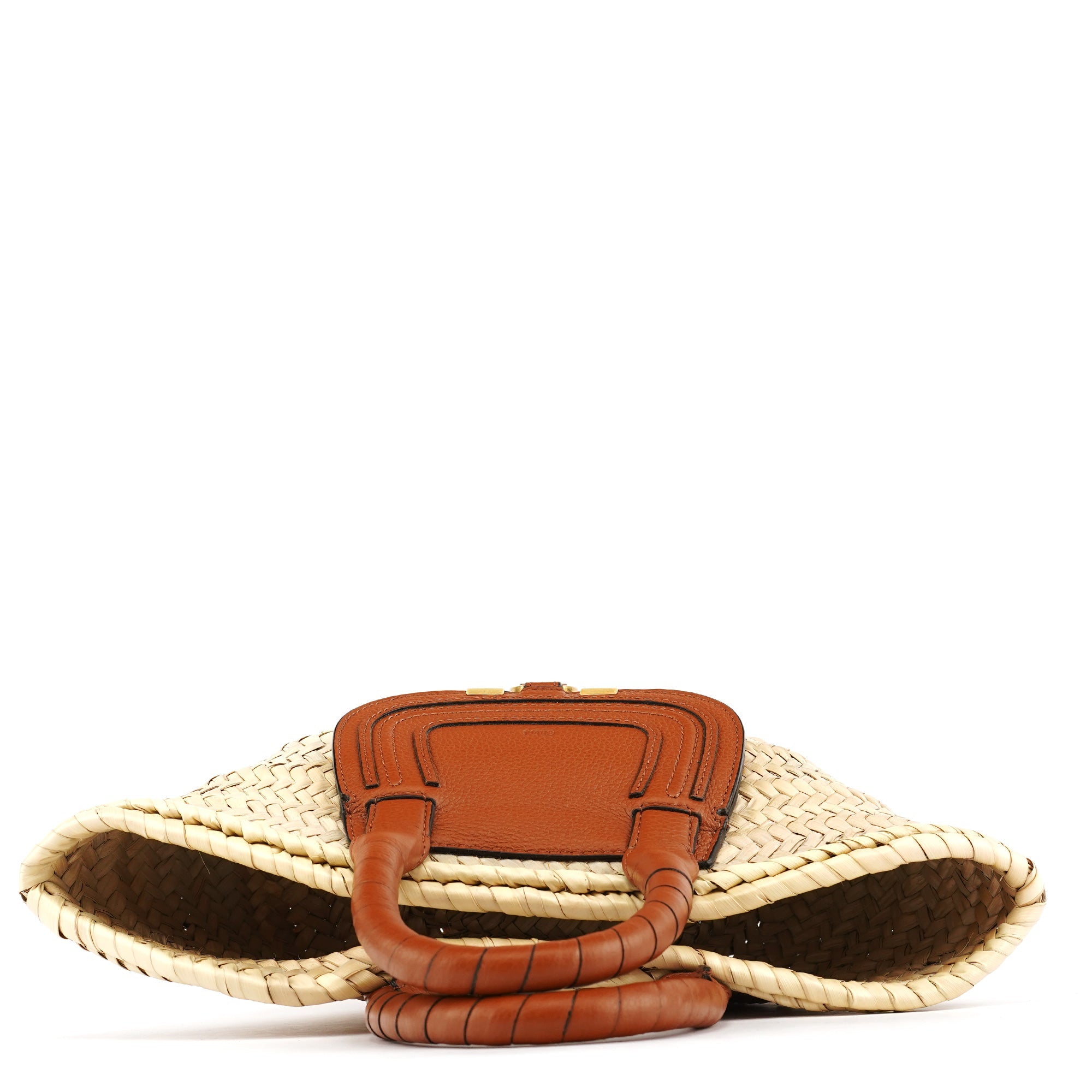 Beige Woven Raffia Marcie Basket Bag
