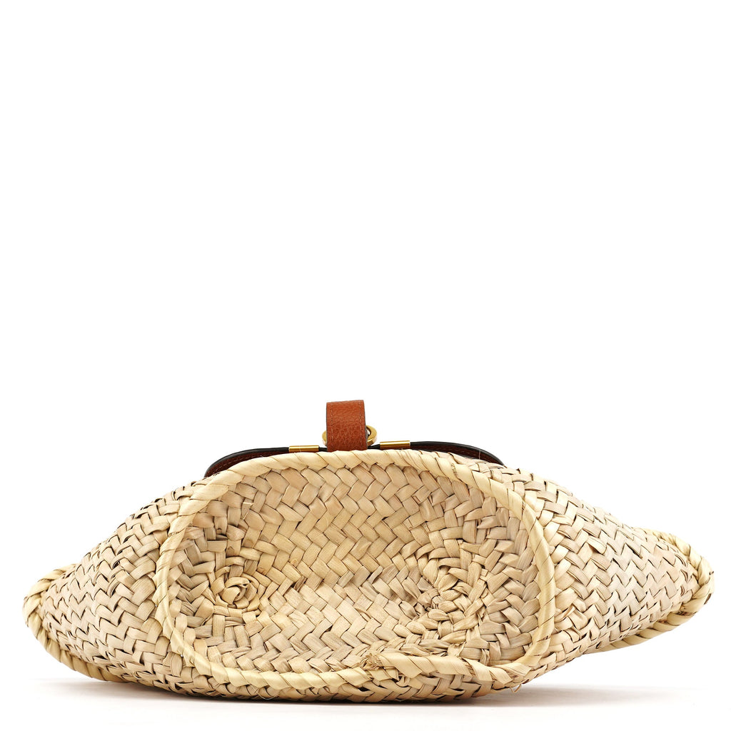 Beige Woven Raffia Marcie Basket Bag