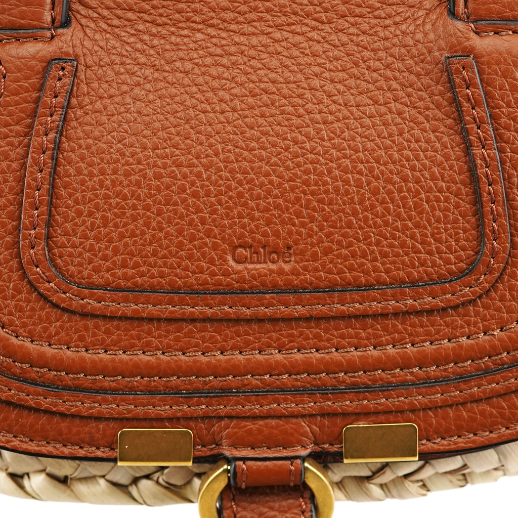 Beige Woven Raffia Marcie Basket Bag