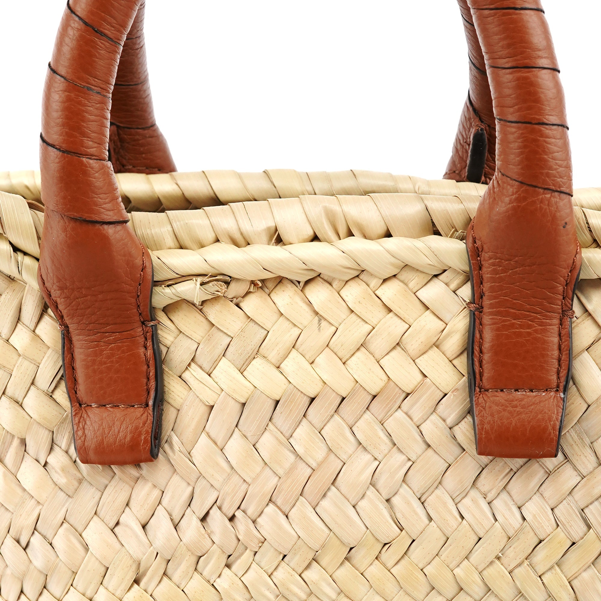 Beige Woven Raffia Marcie Basket Bag