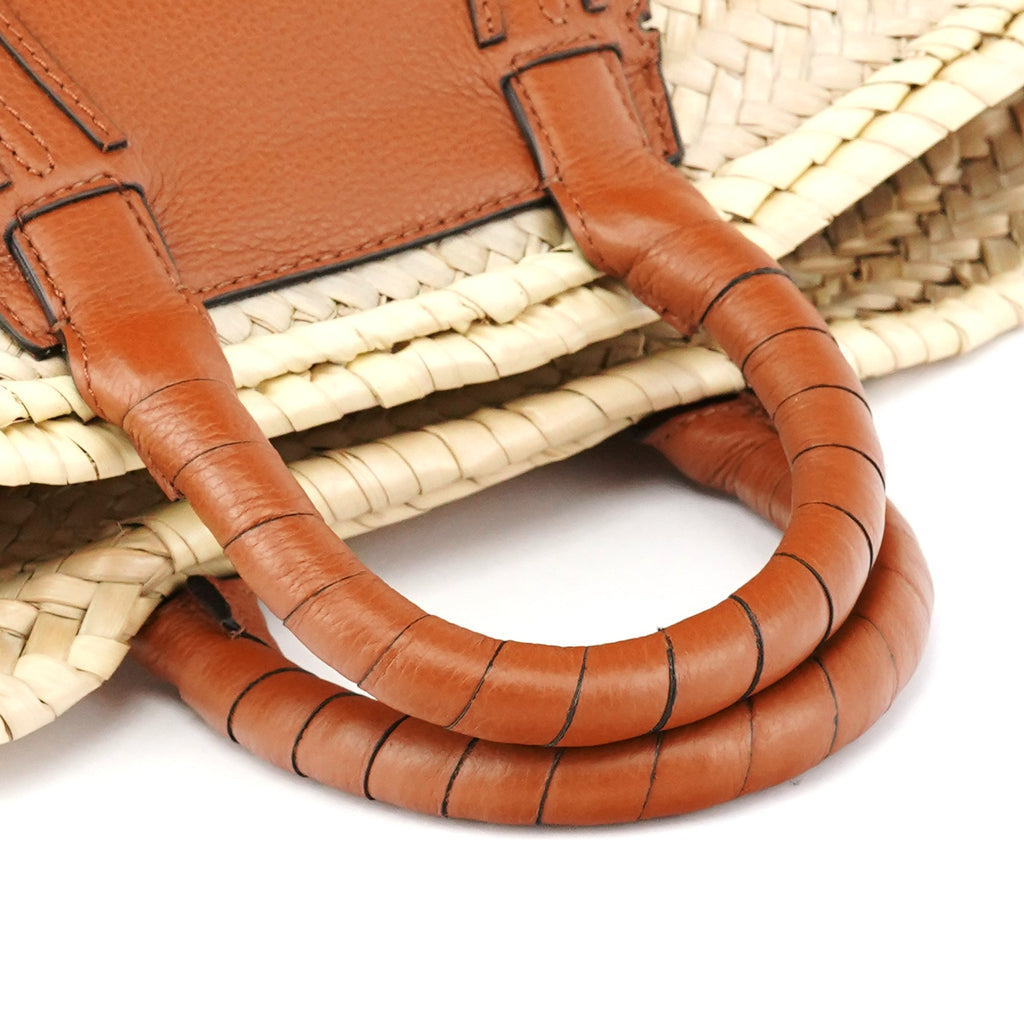 Beige Woven Raffia Marcie Basket Bag
