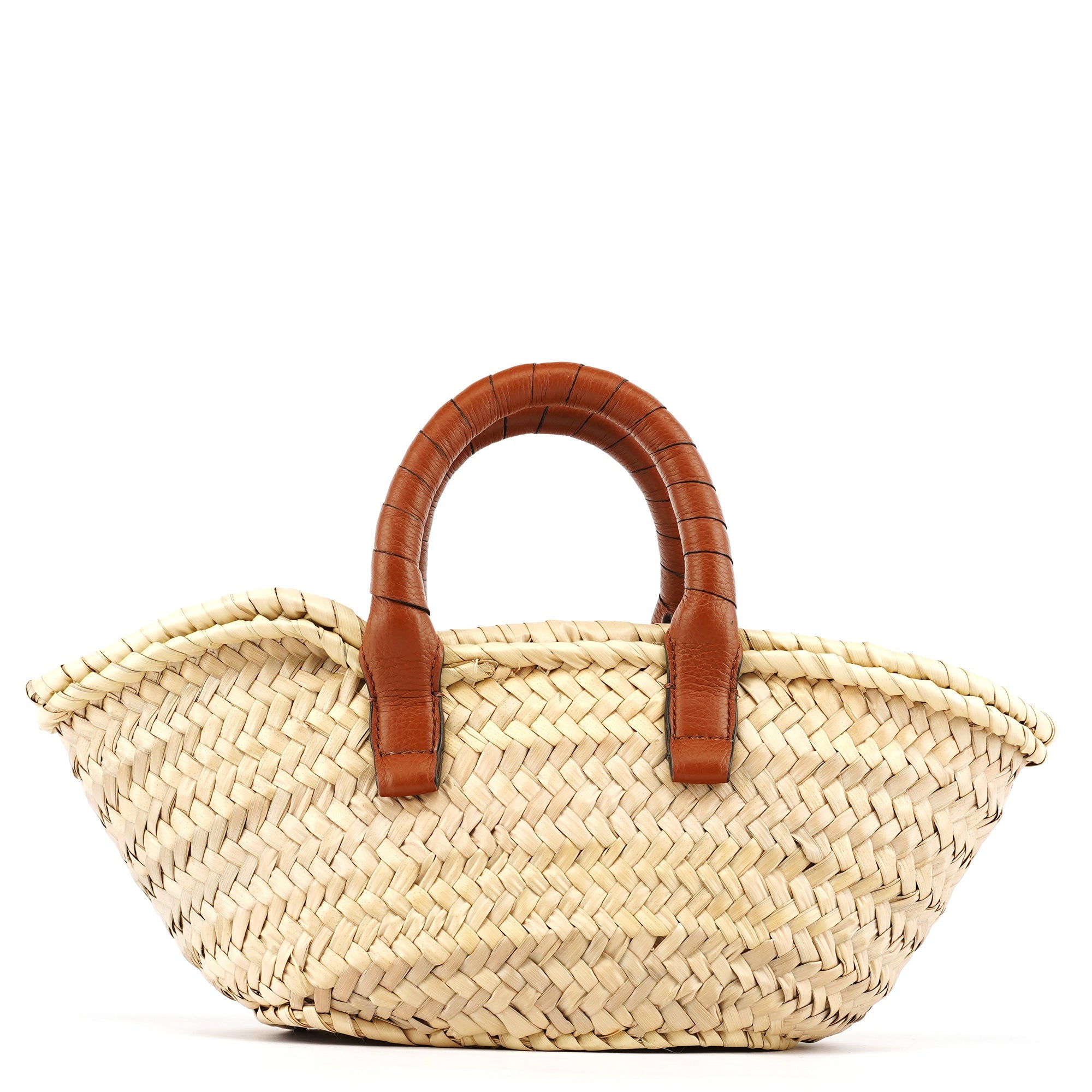 Beige Woven Raffia Marcie Basket Bag