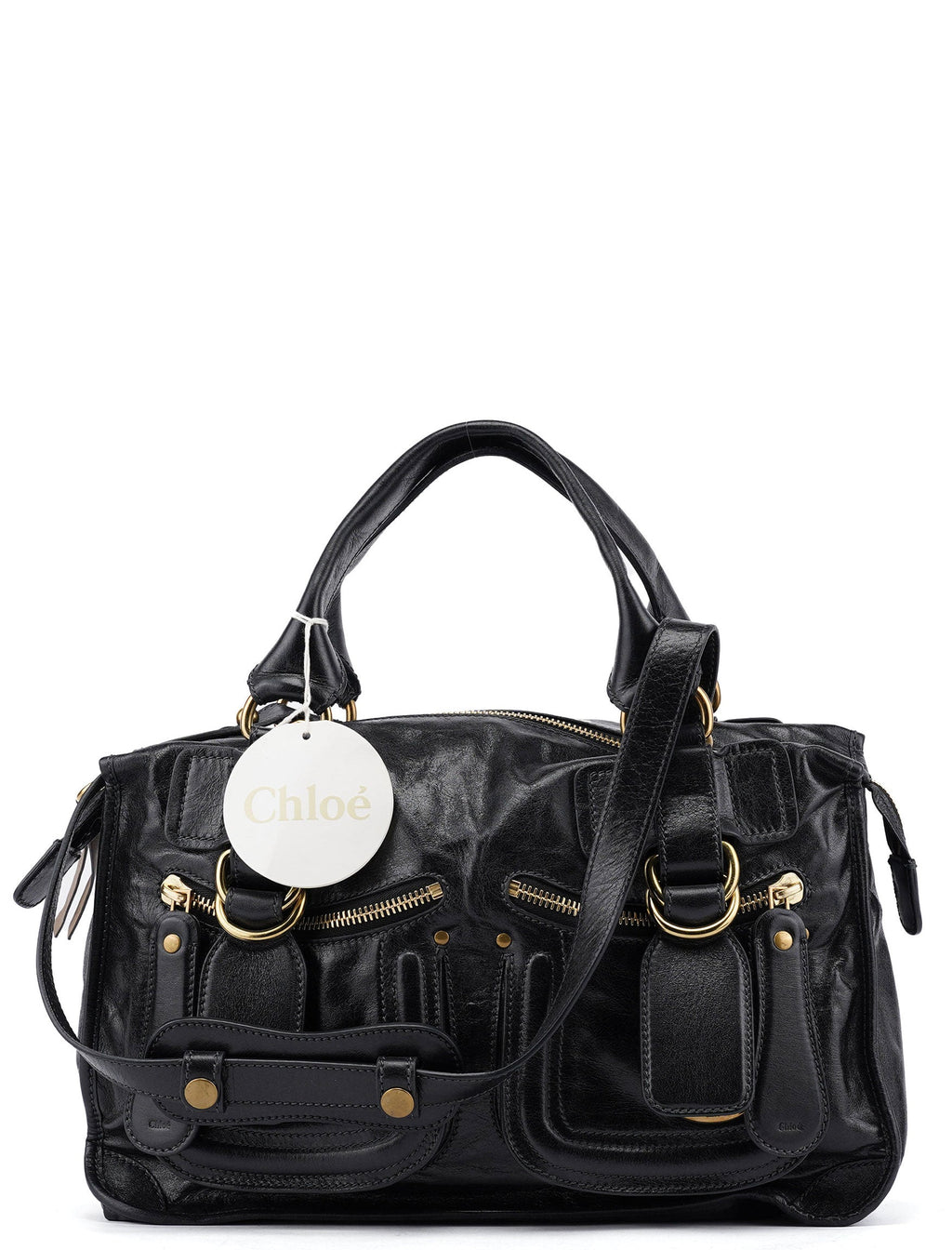 Black Calfskin Bay 2-Way Bag