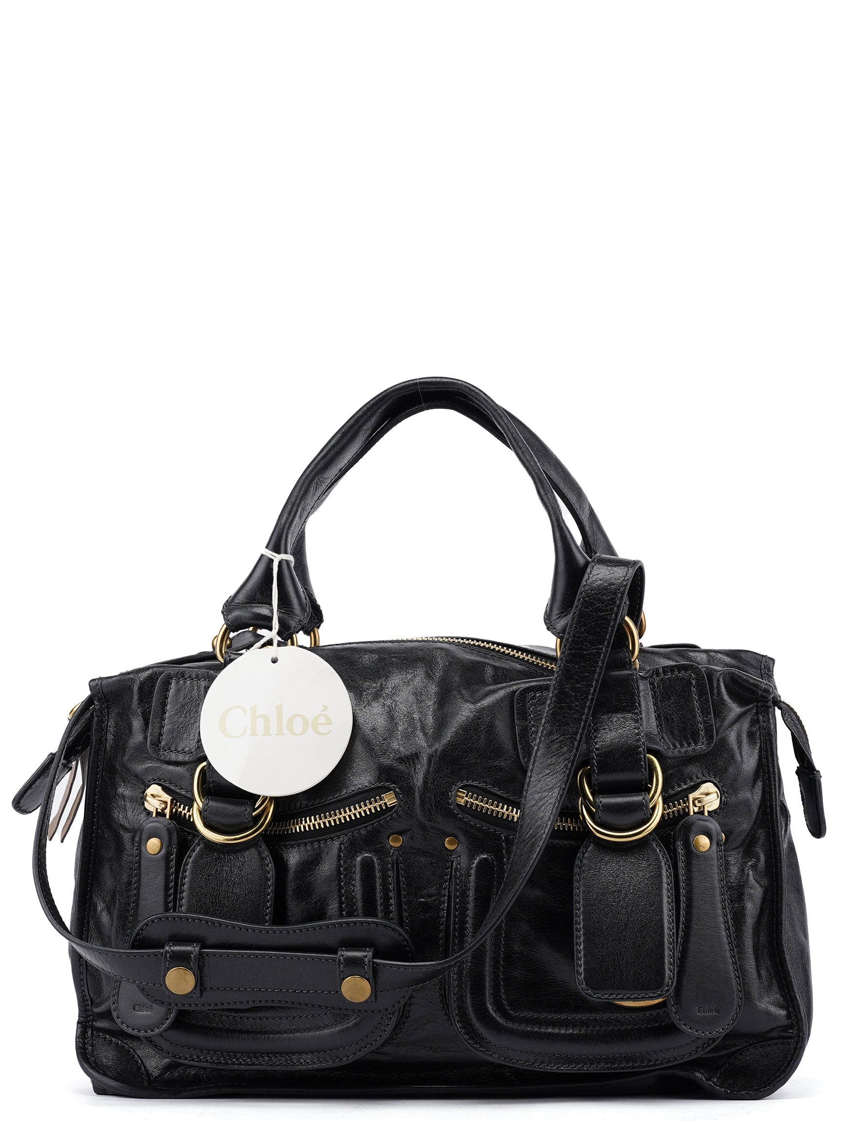Black Calfskin Bay 2-Way Bag