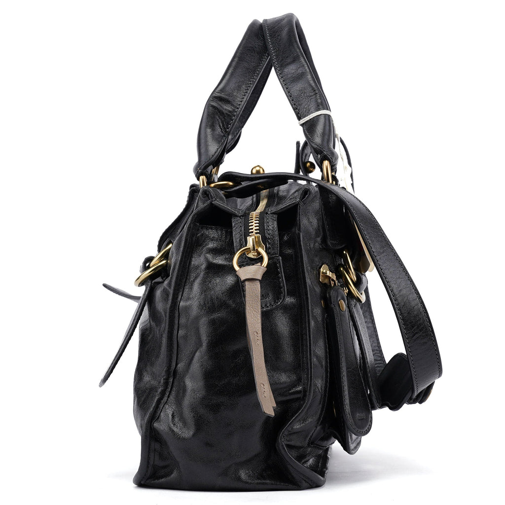 Black Calfskin Bay 2-Way Bag