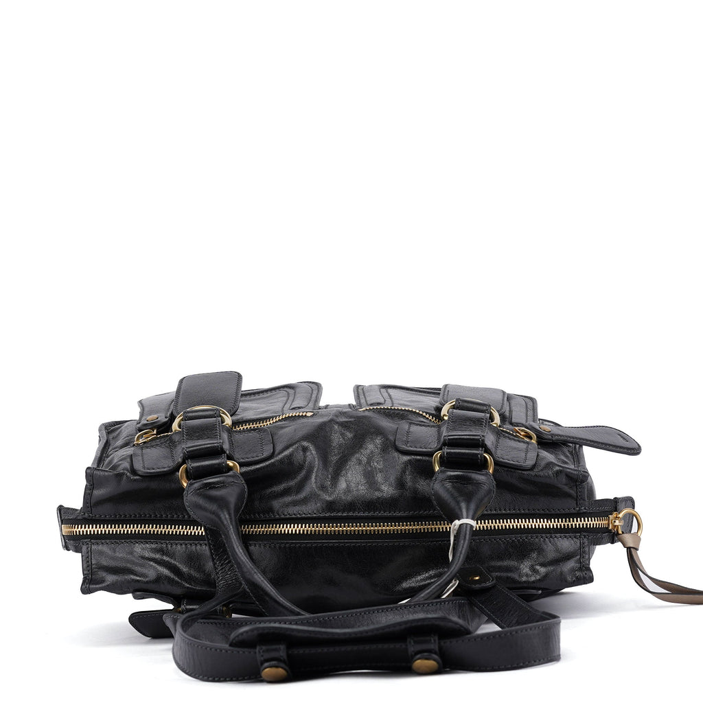 Black Calfskin Bay 2-Way Bag