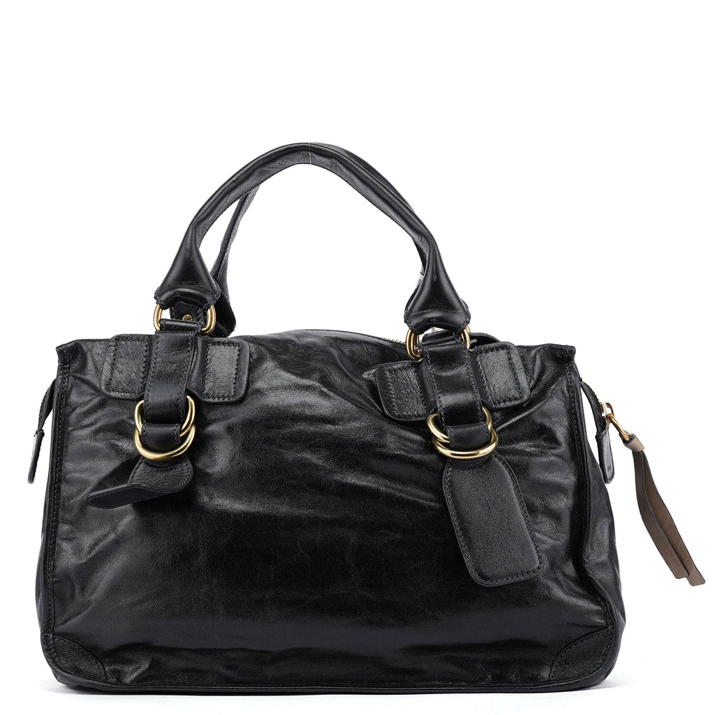 Black Calfskin Bay 2-Way Bag