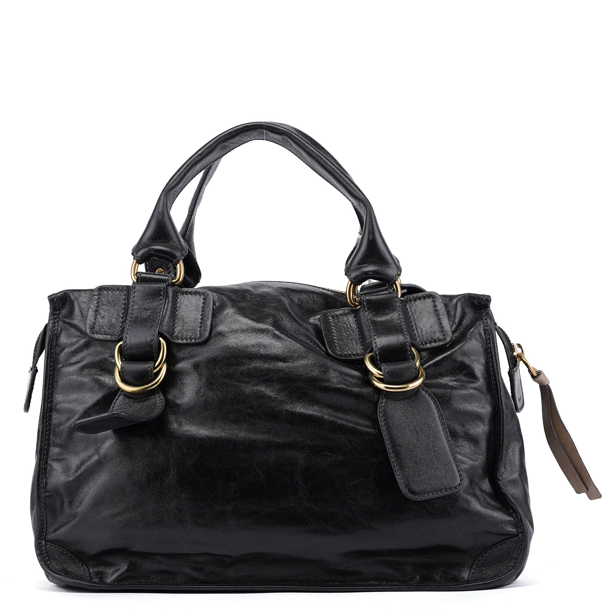Black Calfskin Bay 2-Way Bag