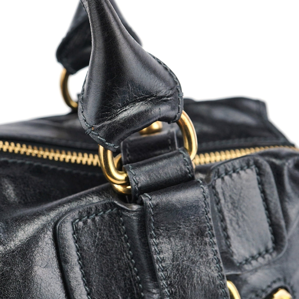 Black Calfskin Bay 2-Way Bag