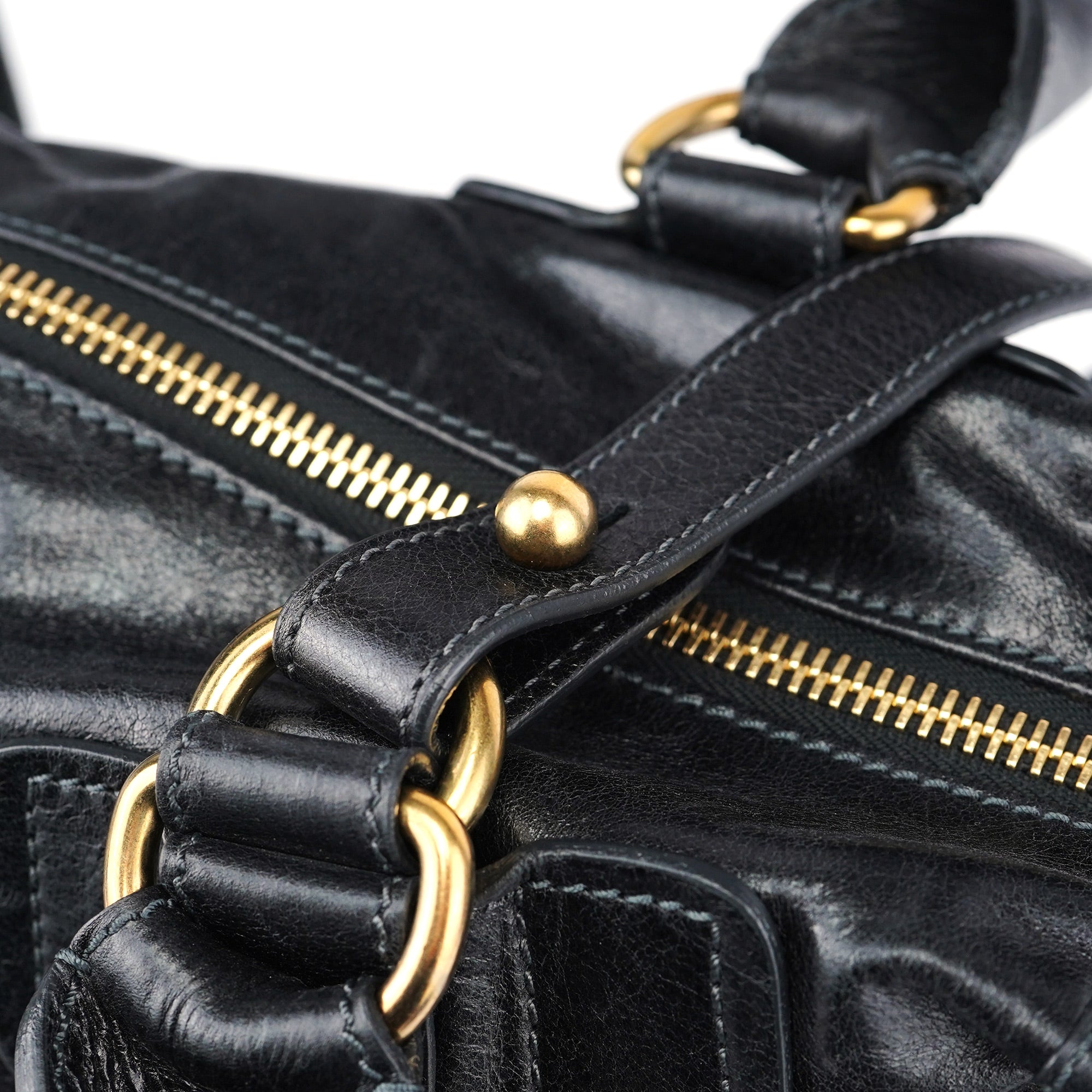 Black Calfskin Bay 2-Way Bag