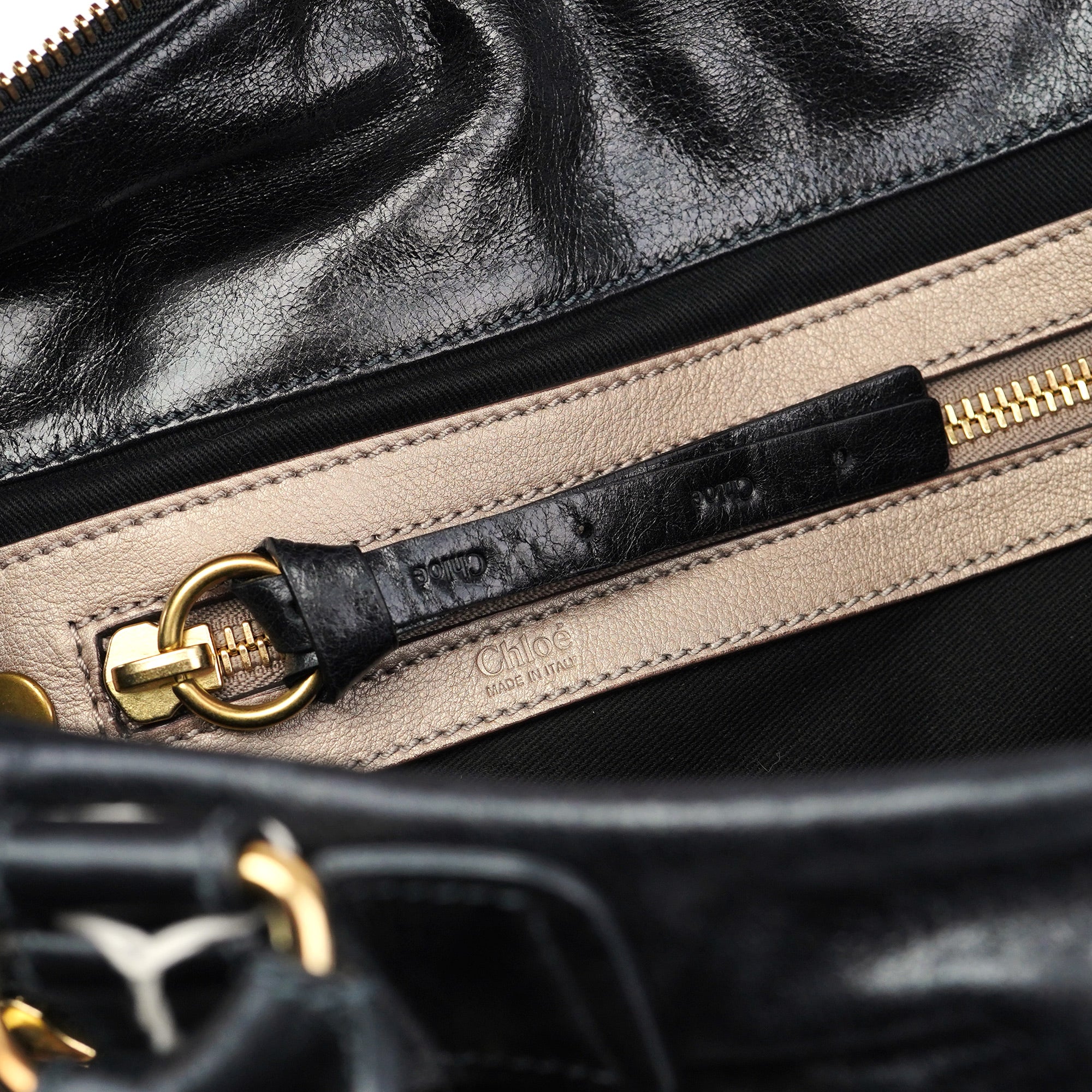 Black Calfskin Bay 2-Way Bag