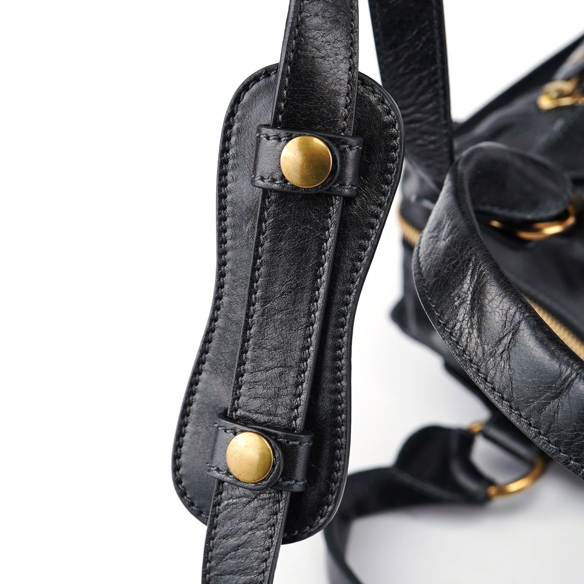 Black Calfskin Bay 2-Way Bag