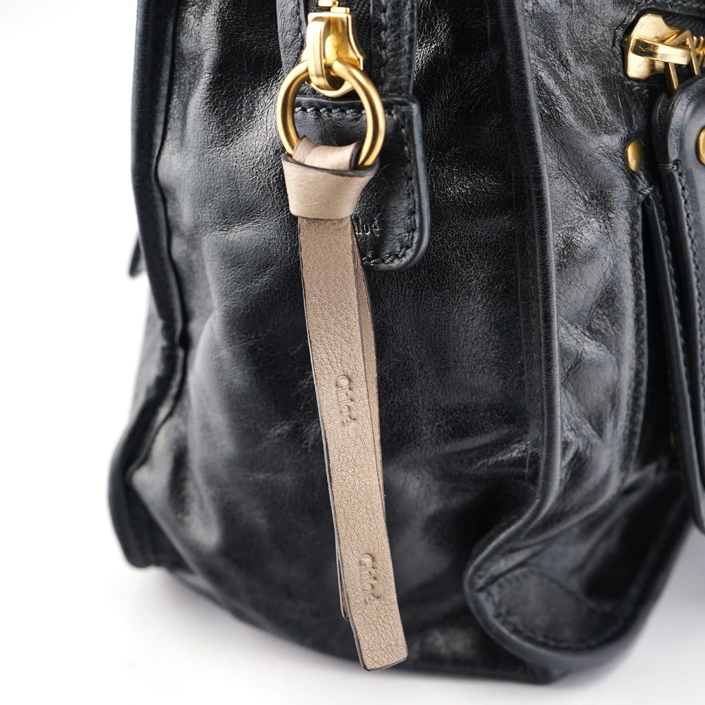 Black Calfskin Bay 2-Way Bag