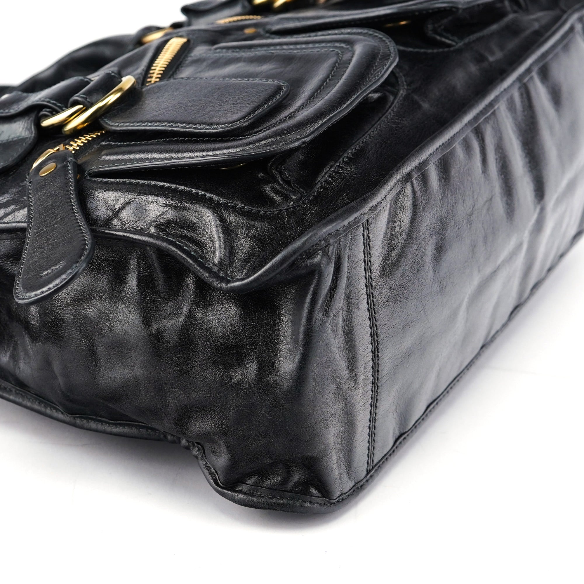 Black Calfskin Bay 2-Way Bag