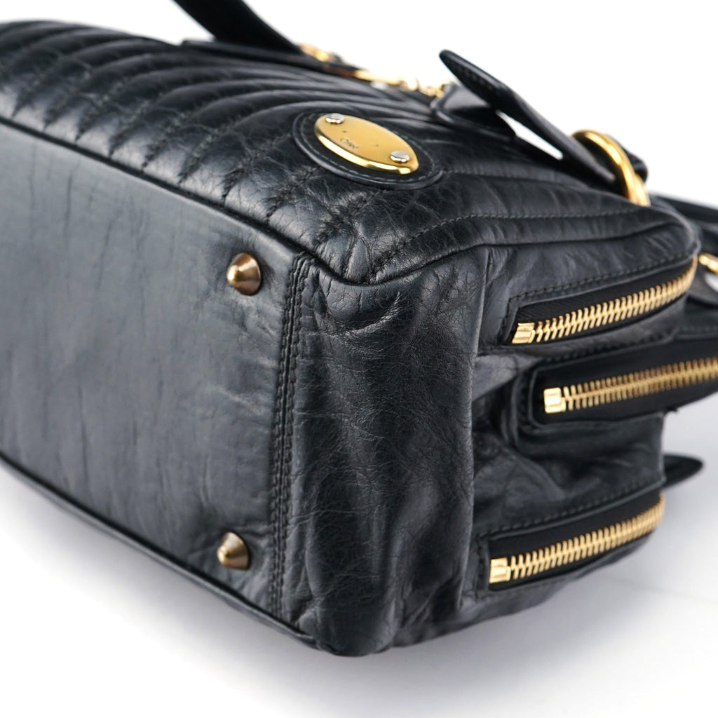 Black Calfskin Bay Tote Bag