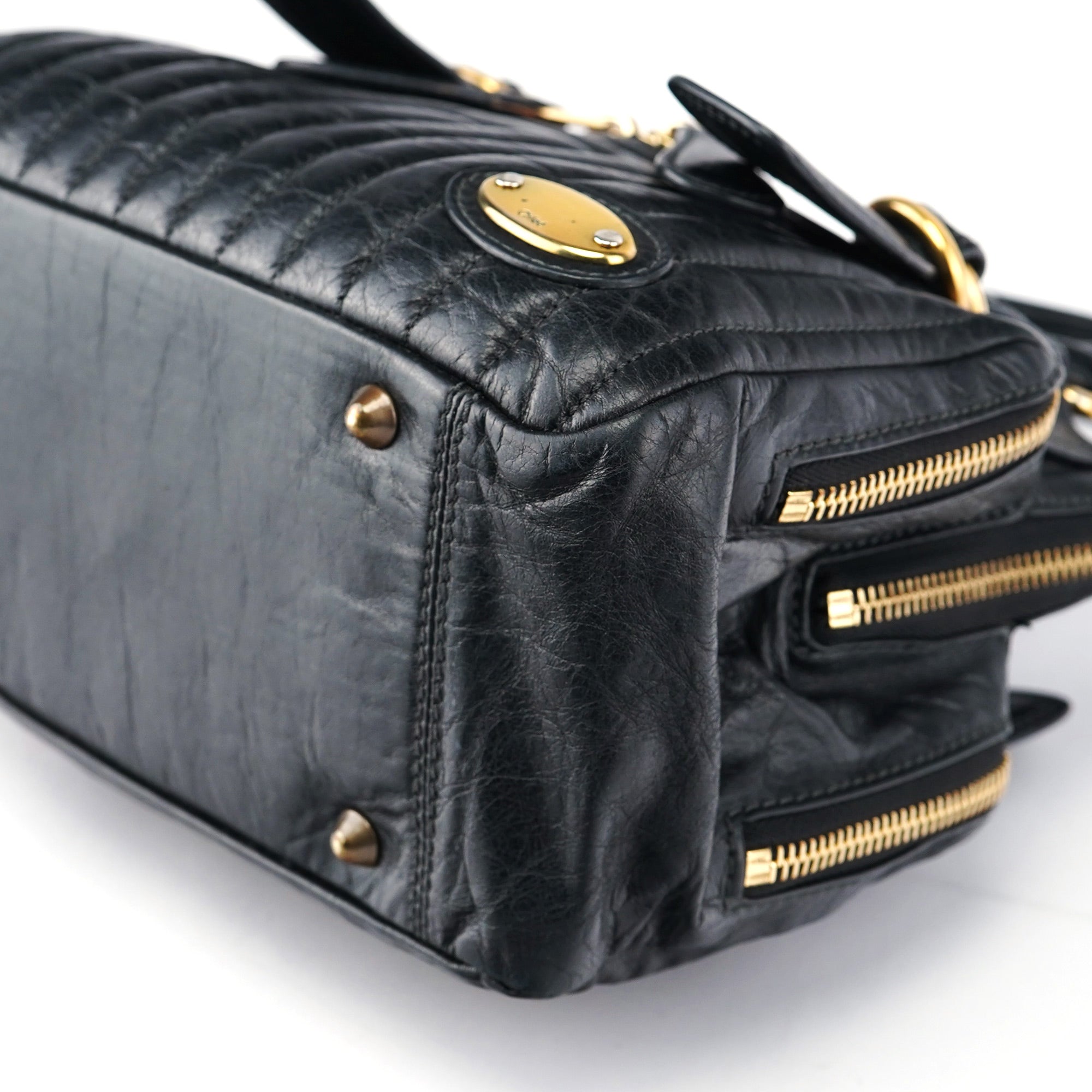 Black Calfskin Bay Tote Bag