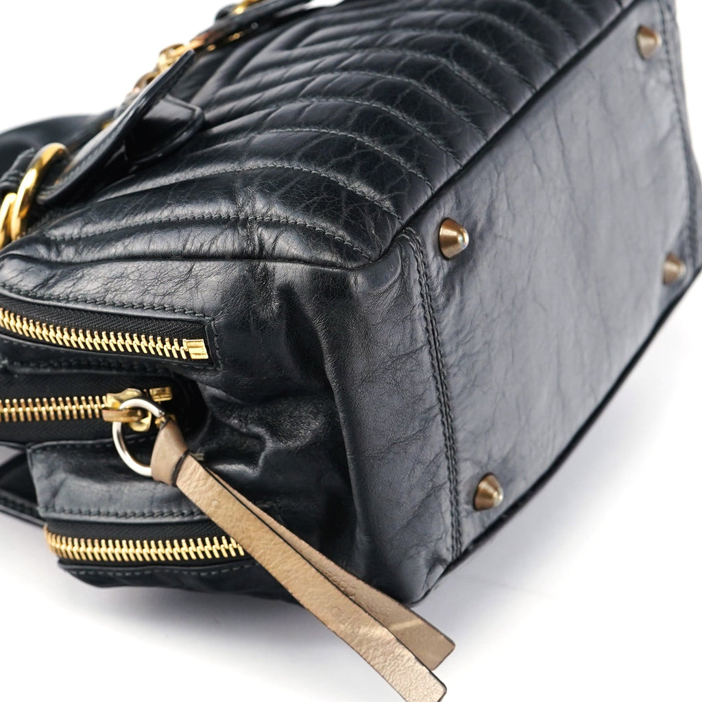 Black Calfskin Bay Tote Bag