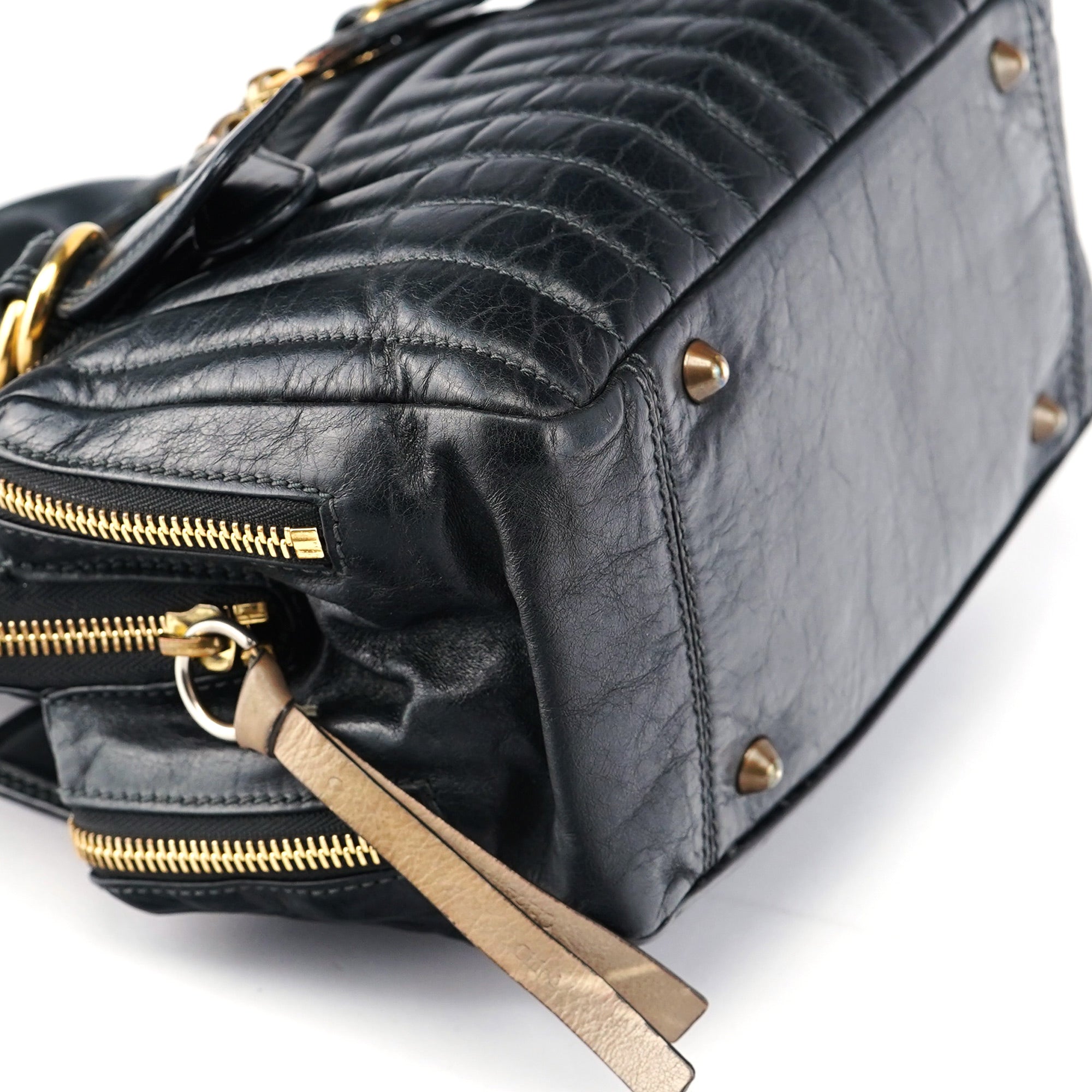 Black Calfskin Bay Tote Bag