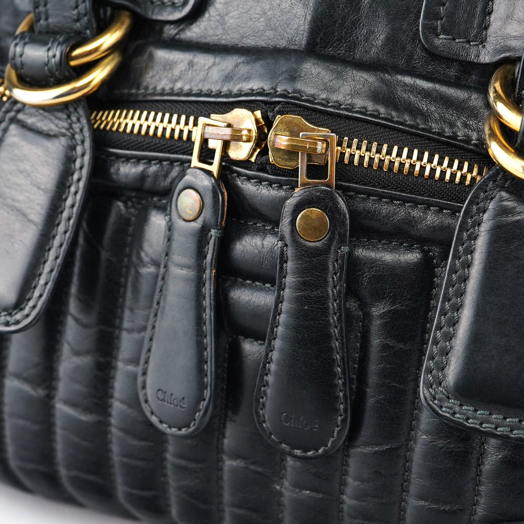 Black Calfskin Bay Tote Bag