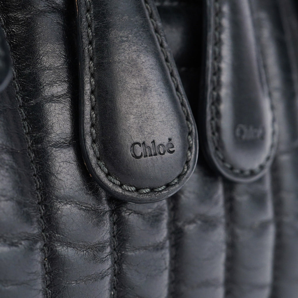 Black Calfskin Bay Tote Bag