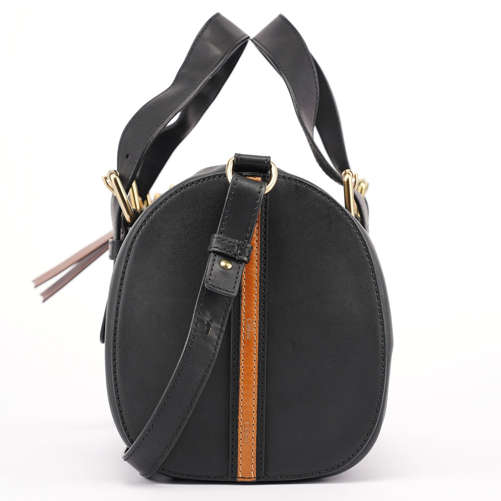 Black Calfskin Boston 2-Way Bag