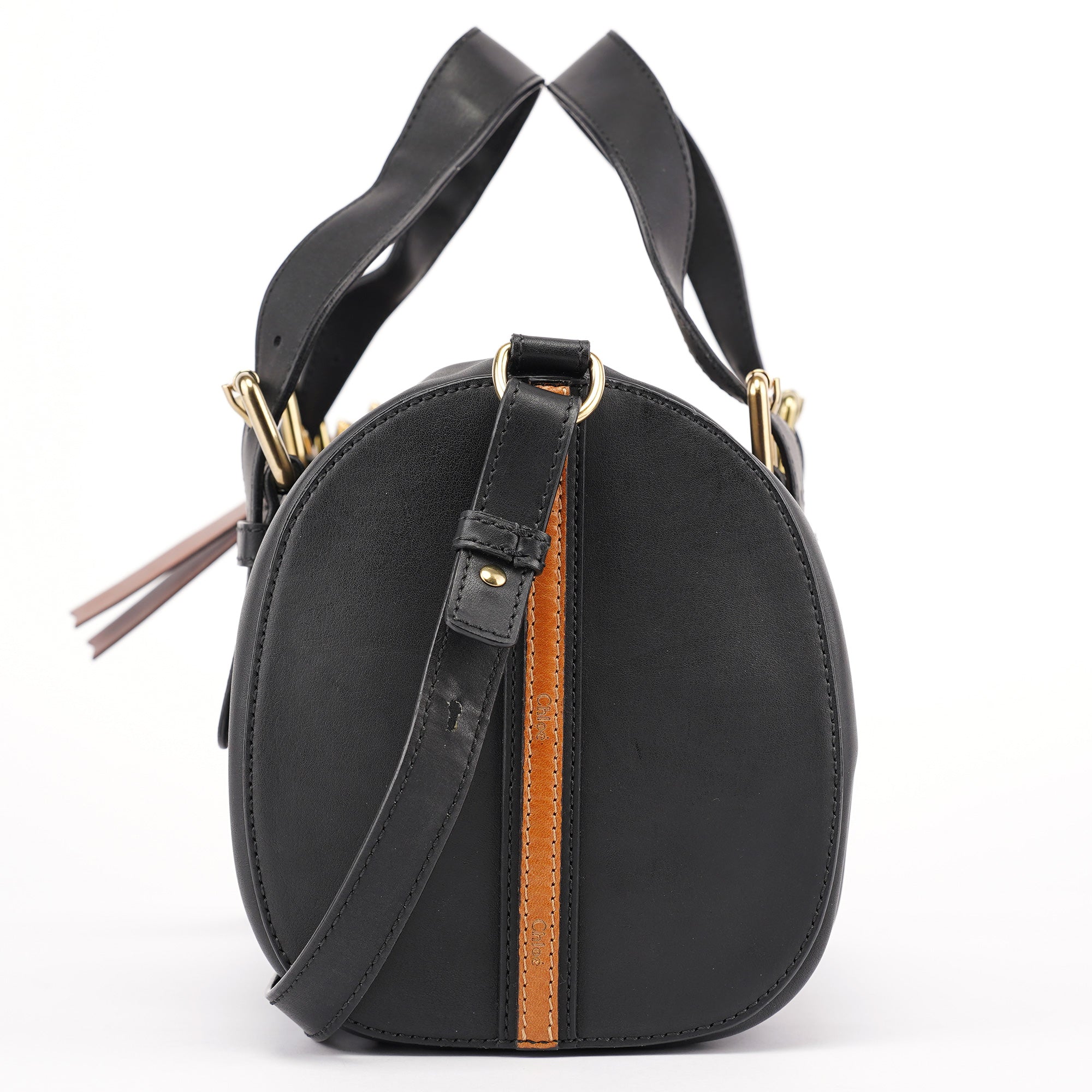 Black Calfskin Boston 2-Way Bag