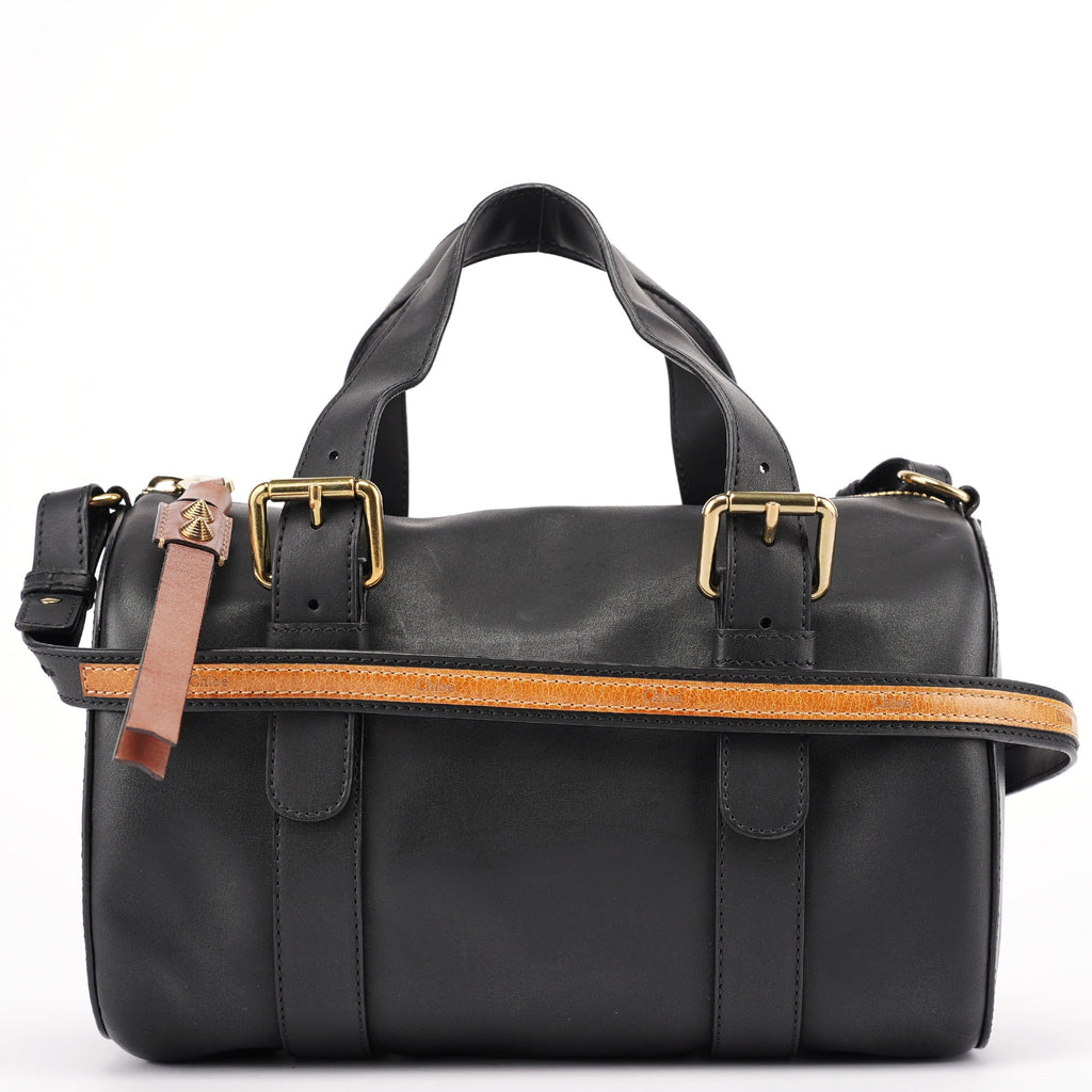 Black Calfskin Boston 2-Way Bag