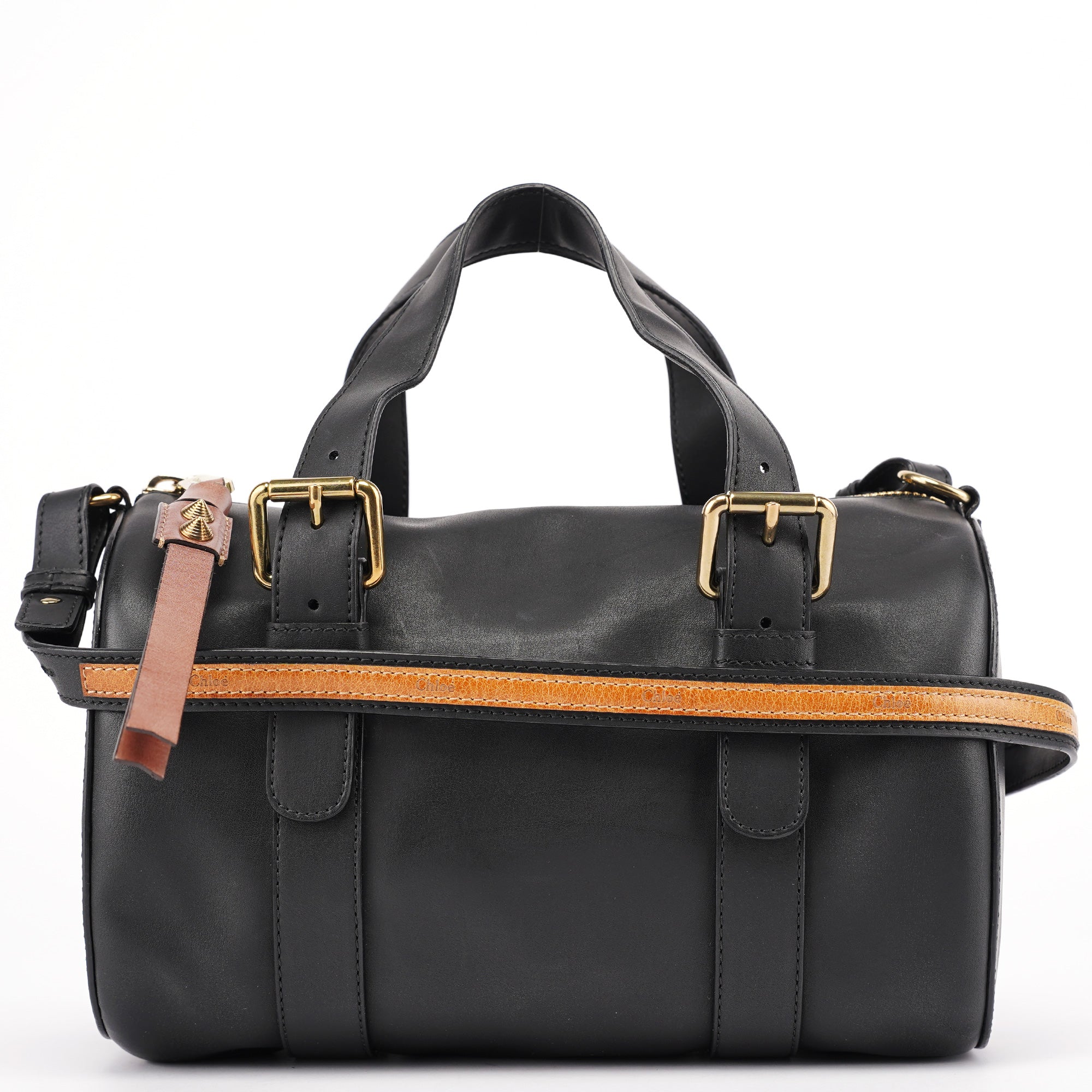 Black Calfskin Boston 2-Way Bag