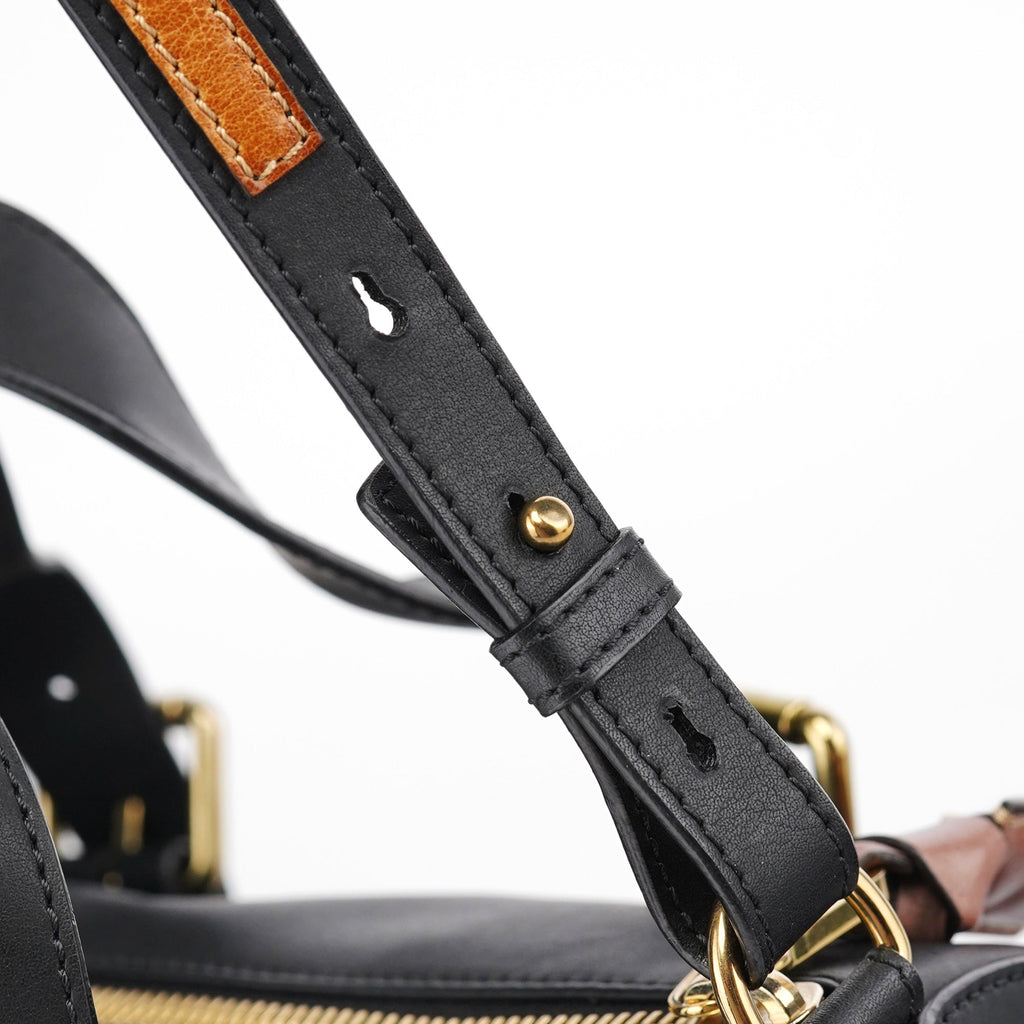 Black Calfskin Boston 2-Way Bag