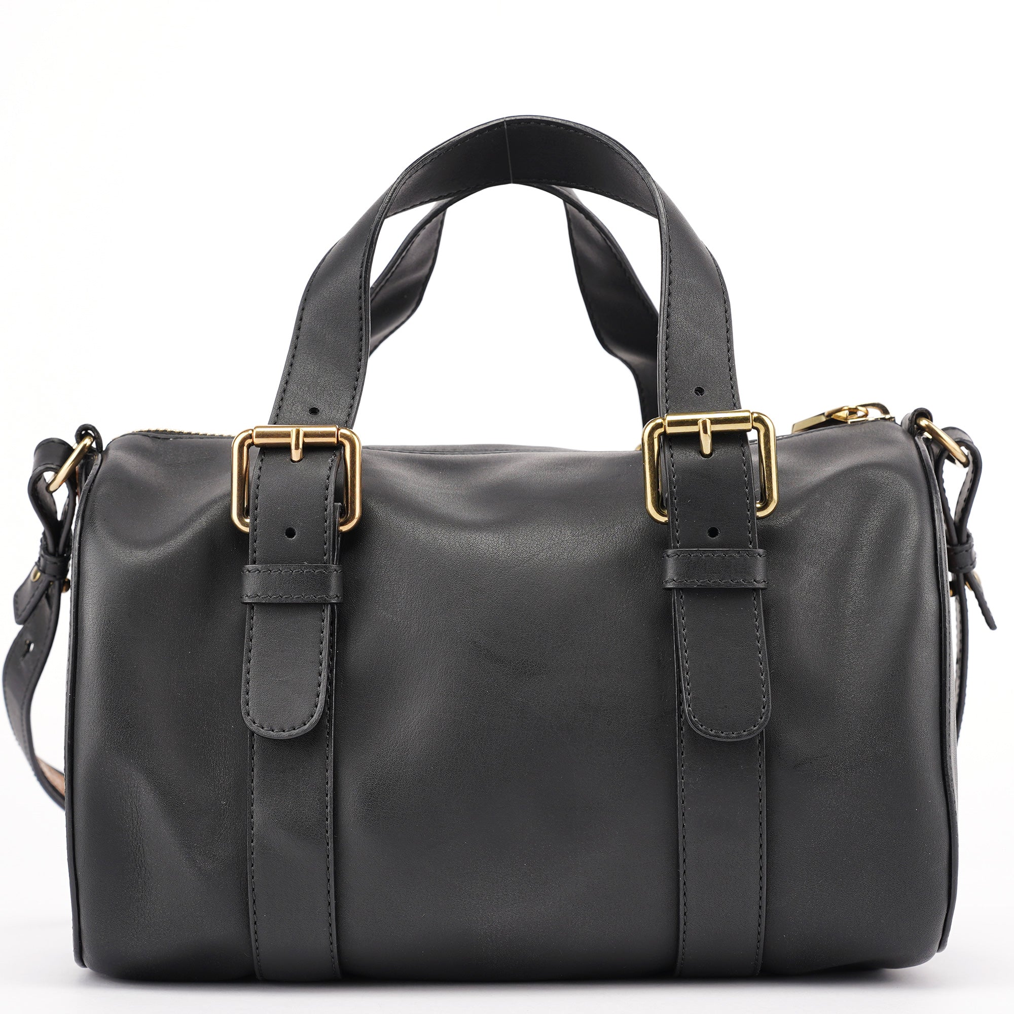 Black Calfskin Boston 2-Way Bag