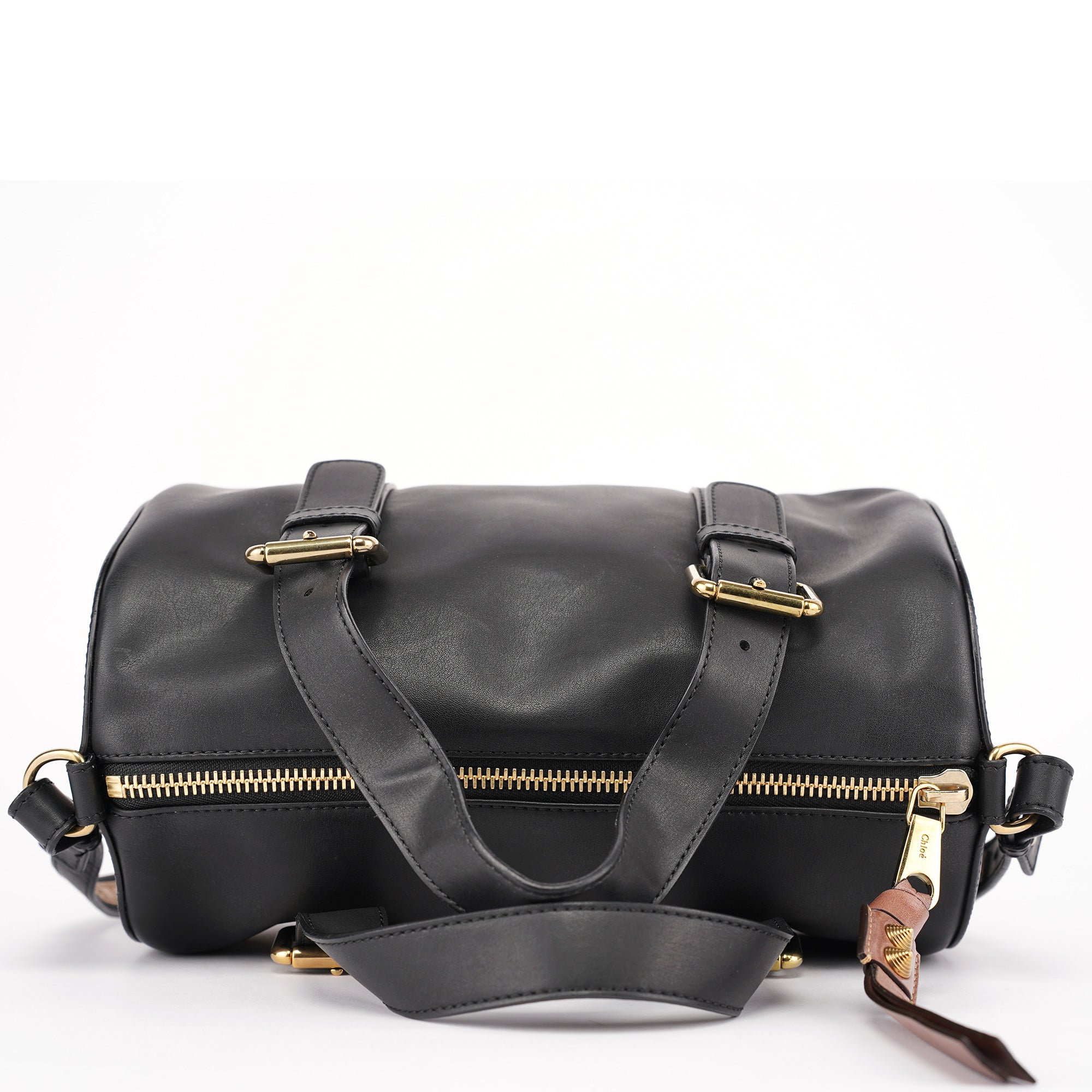Black Calfskin Boston 2-Way Bag