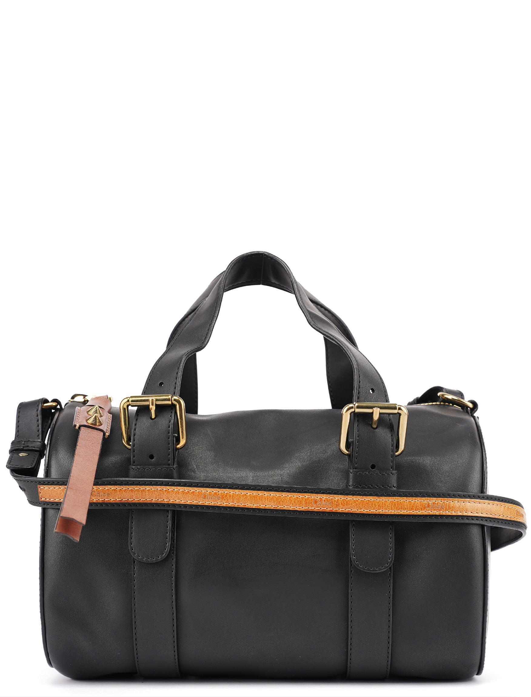 Black Calfskin Boston 2-Way Bag