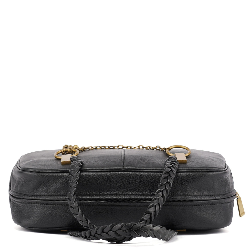 Black Calfskin Boston Bowling Bag