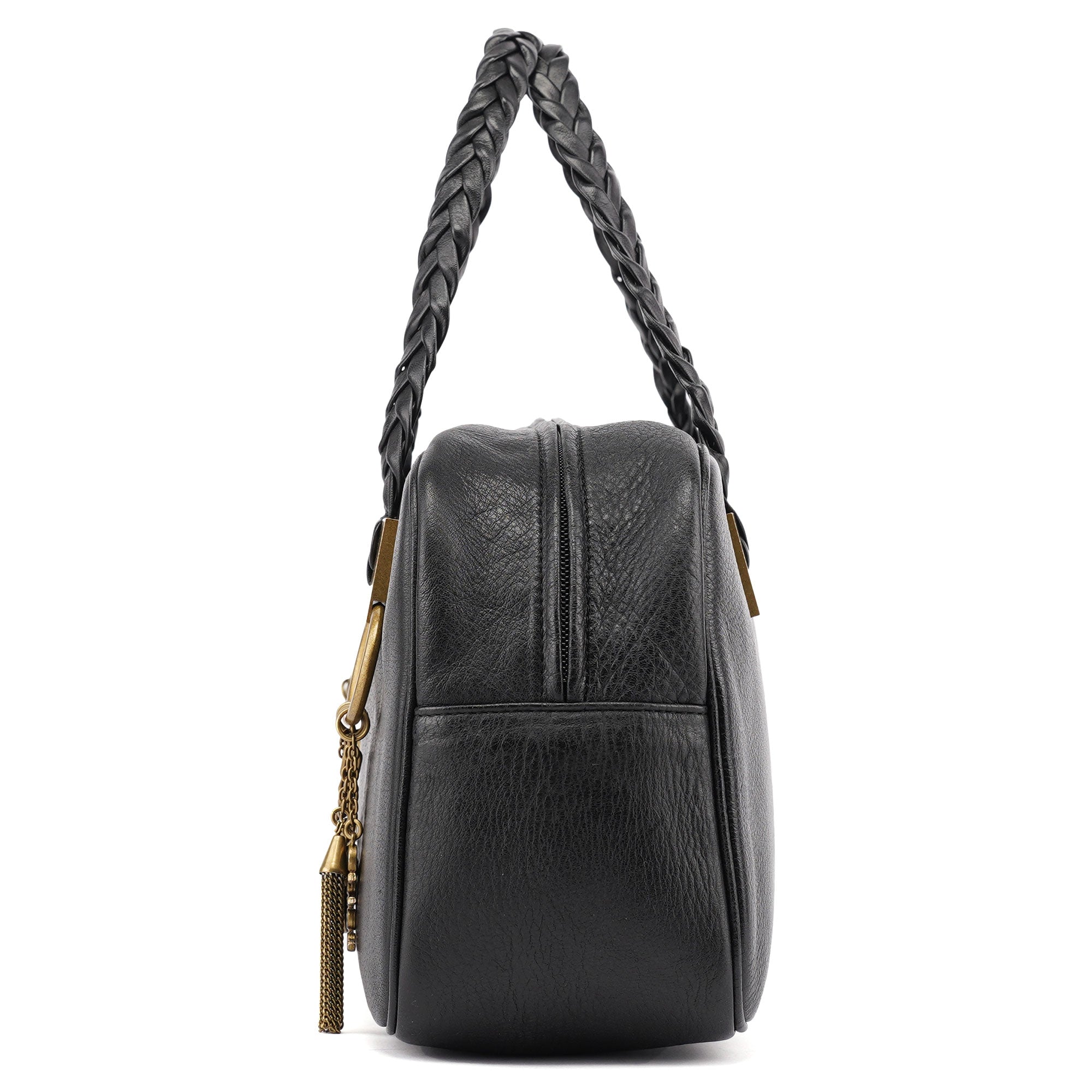 Black Calfskin Boston Bowling Bag