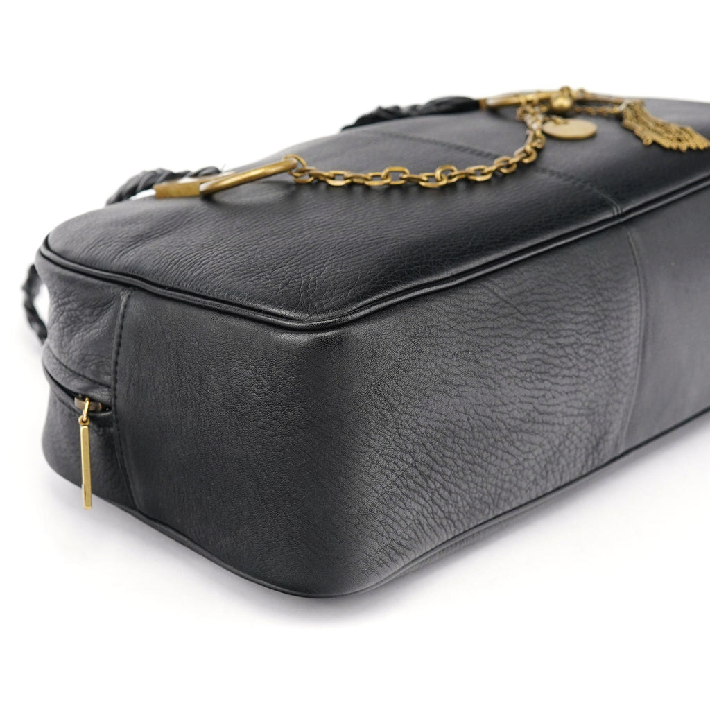 Black Calfskin Boston Bowling Bag