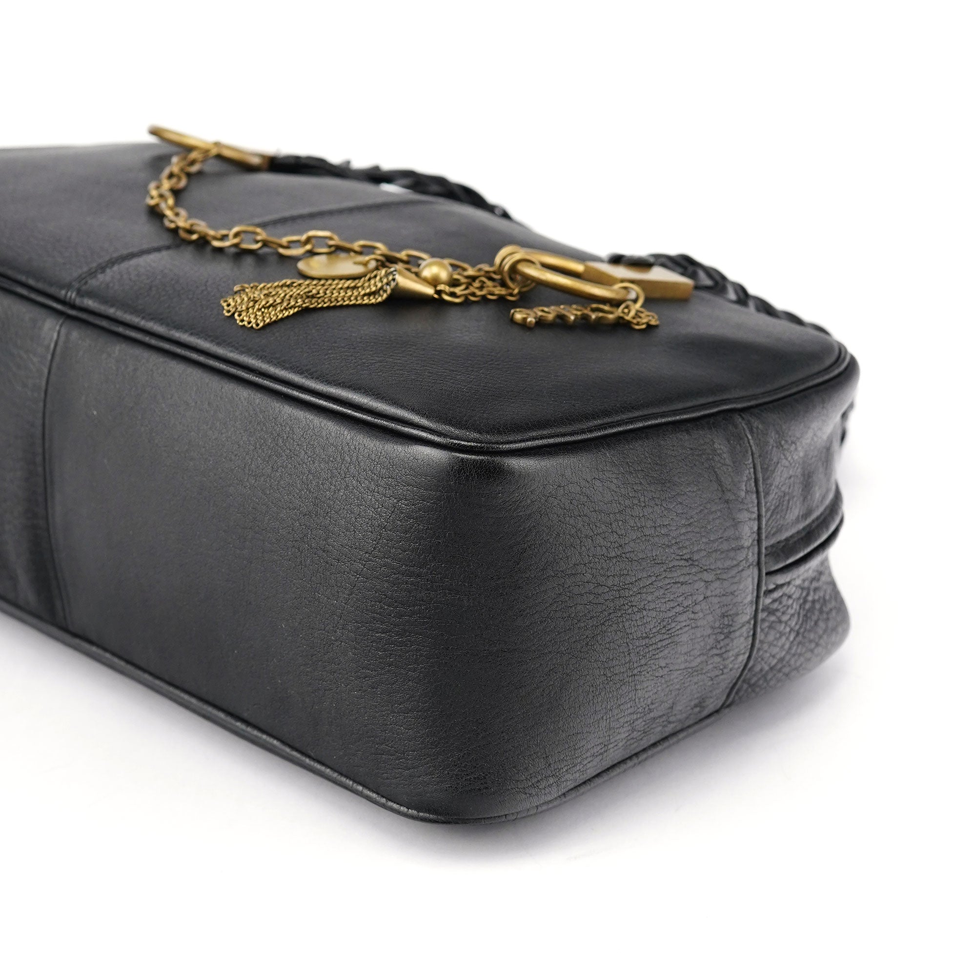 Black Calfskin Boston Bowling Bag