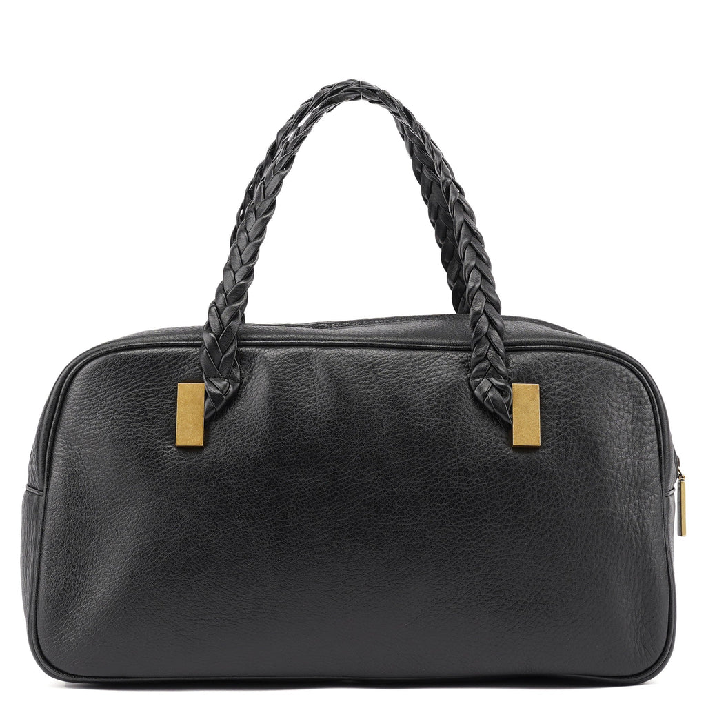 Black Calfskin Boston Bowling Bag