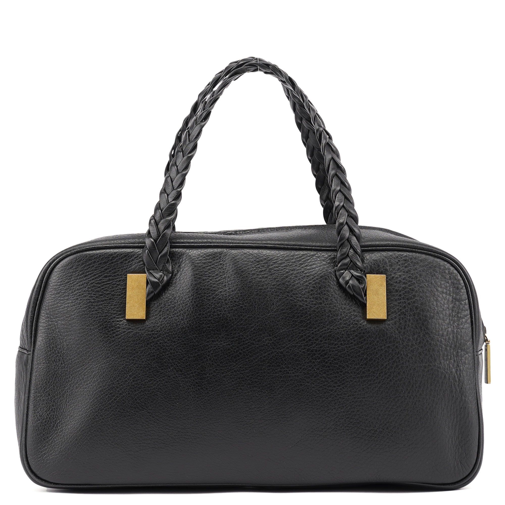 Black Calfskin Boston Bowling Bag