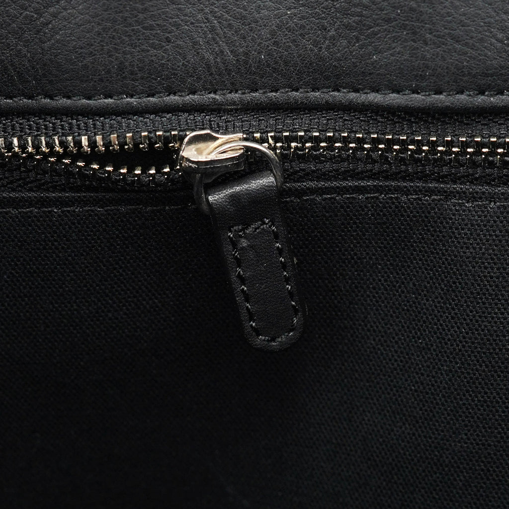 Black Calfskin Drawstring Tote Bag