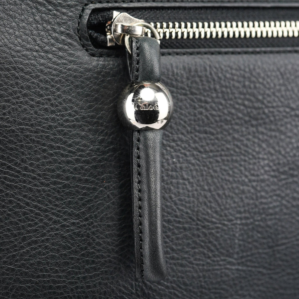 Black Calfskin Drawstring Tote Bag