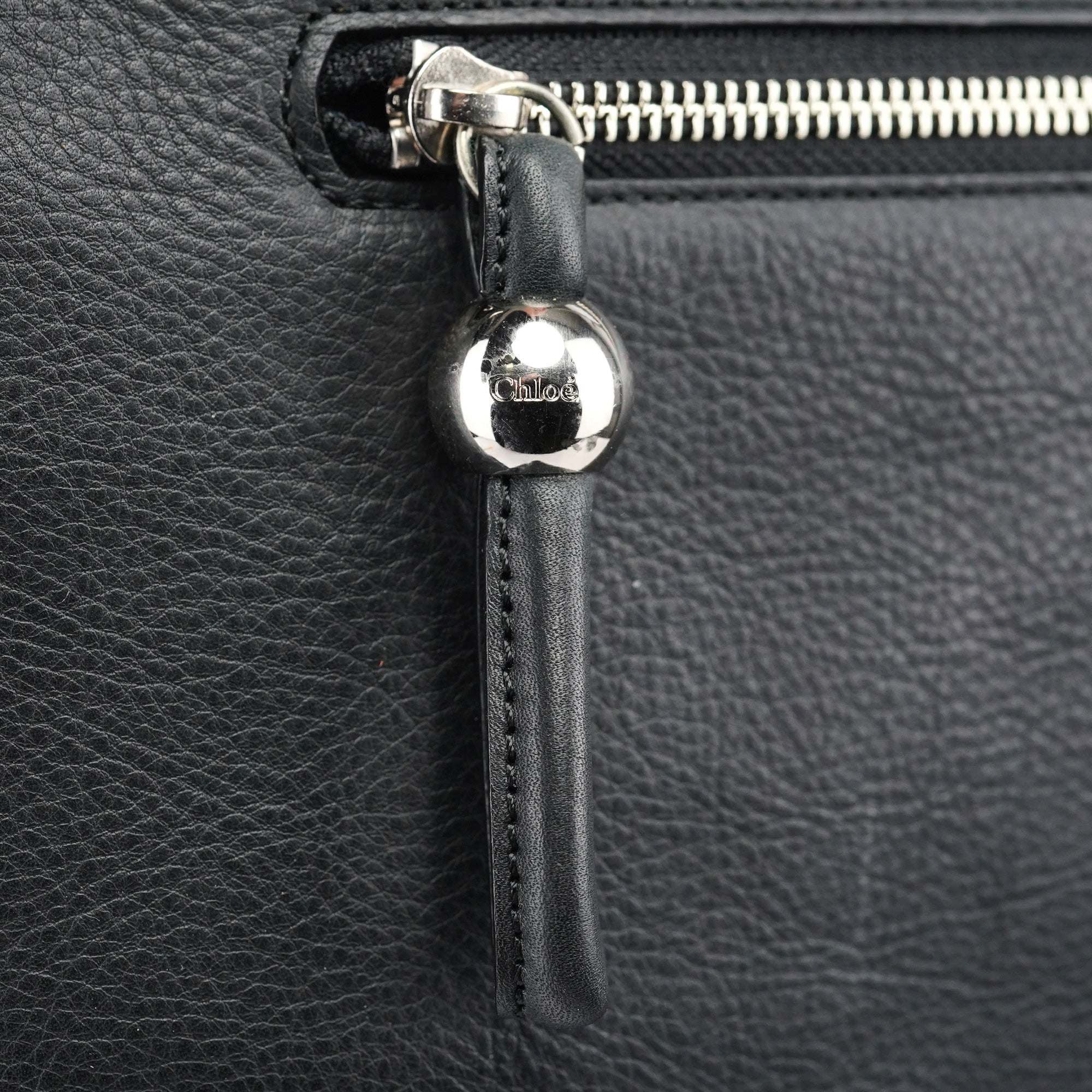 Black Calfskin Drawstring Tote Bag