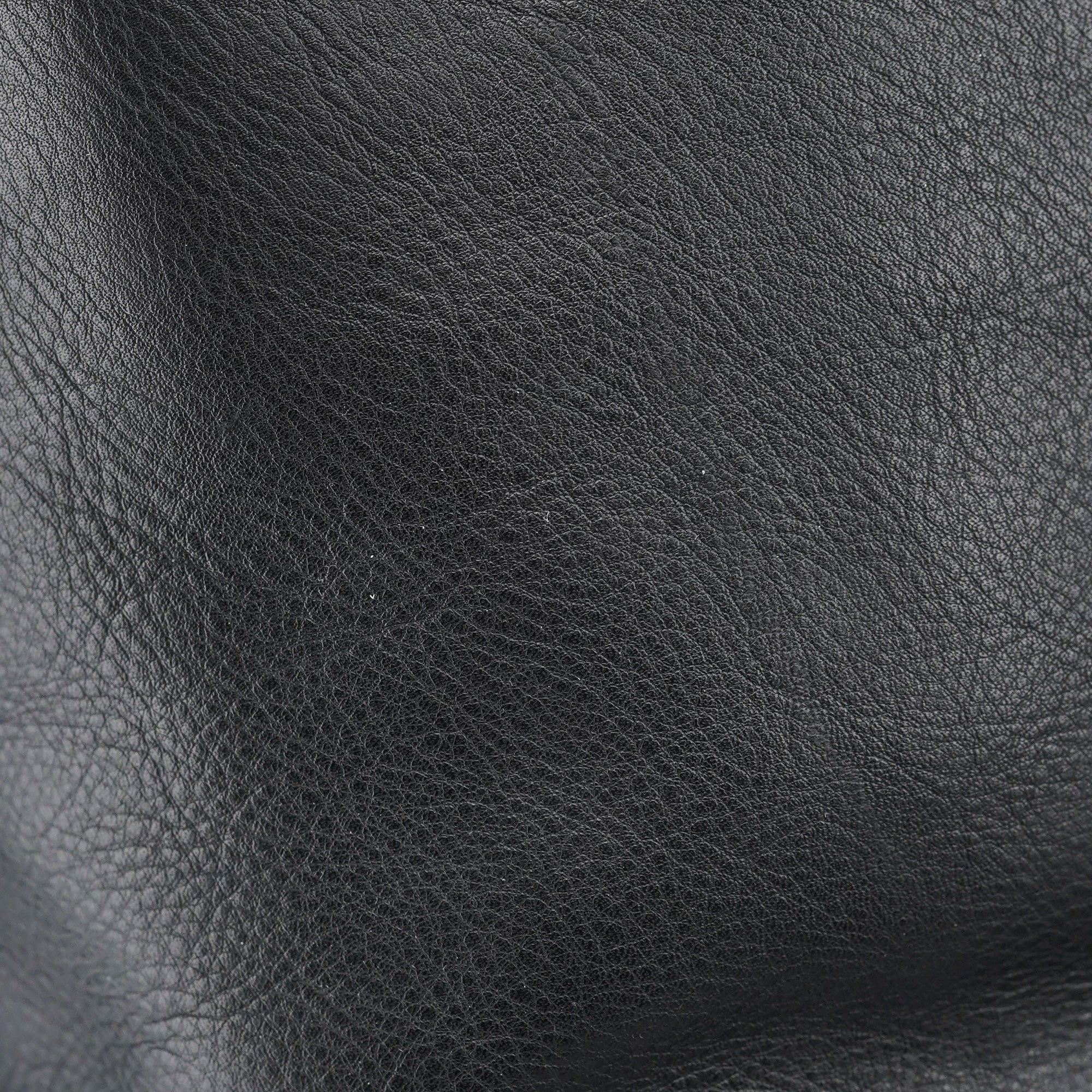 Black Calfskin Drawstring Tote Bag