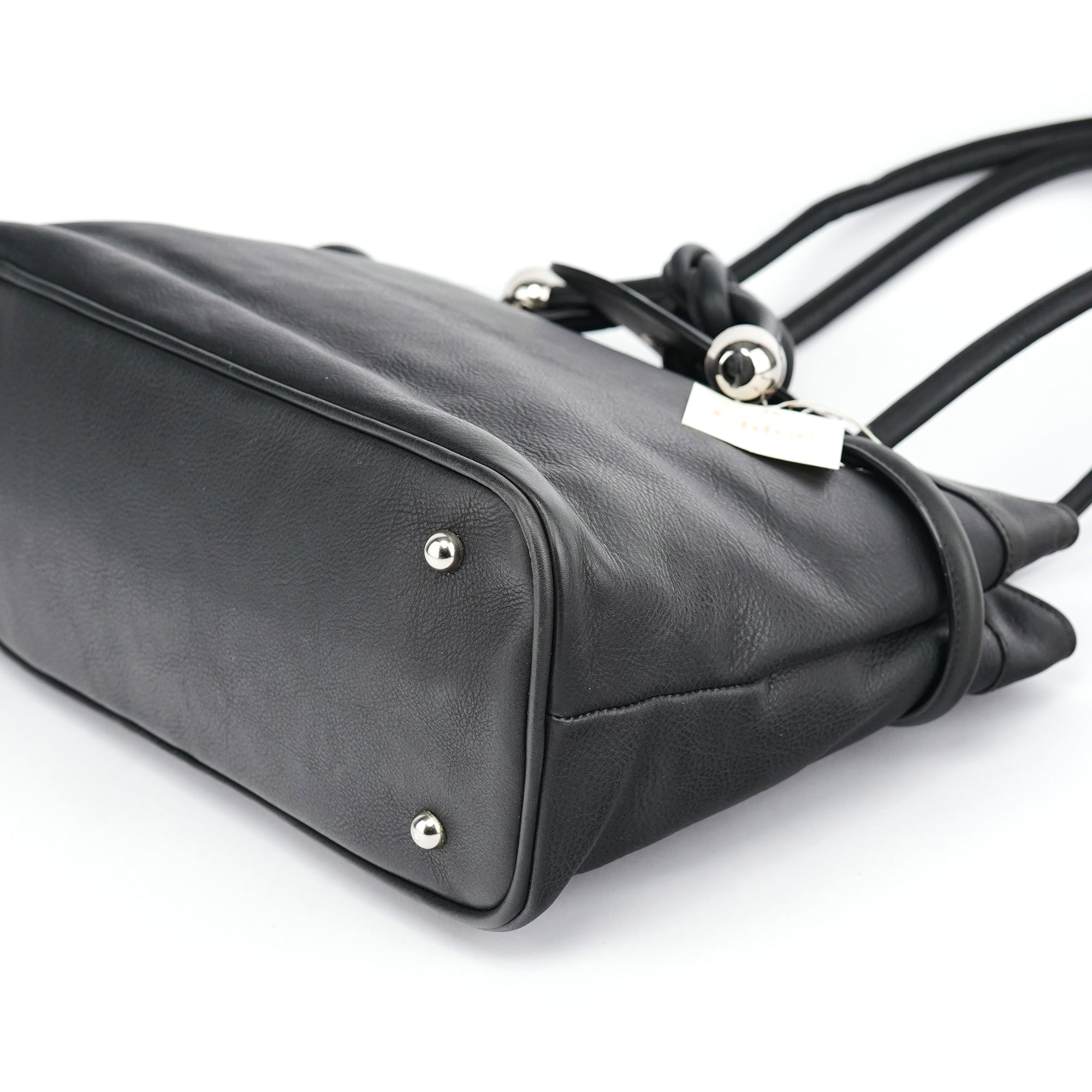 Black Calfskin Drawstring Tote Bag