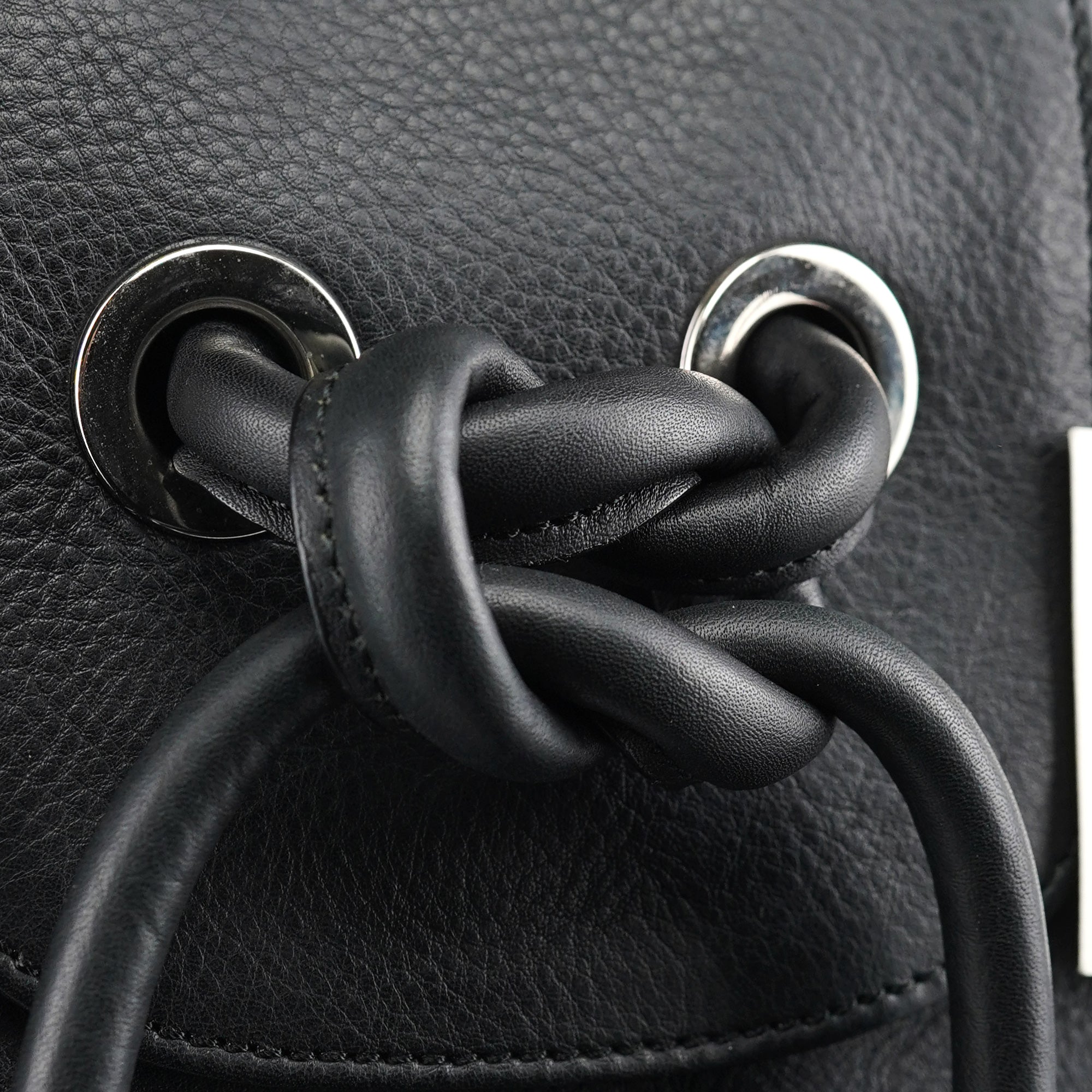 Black Calfskin Drawstring Tote Bag