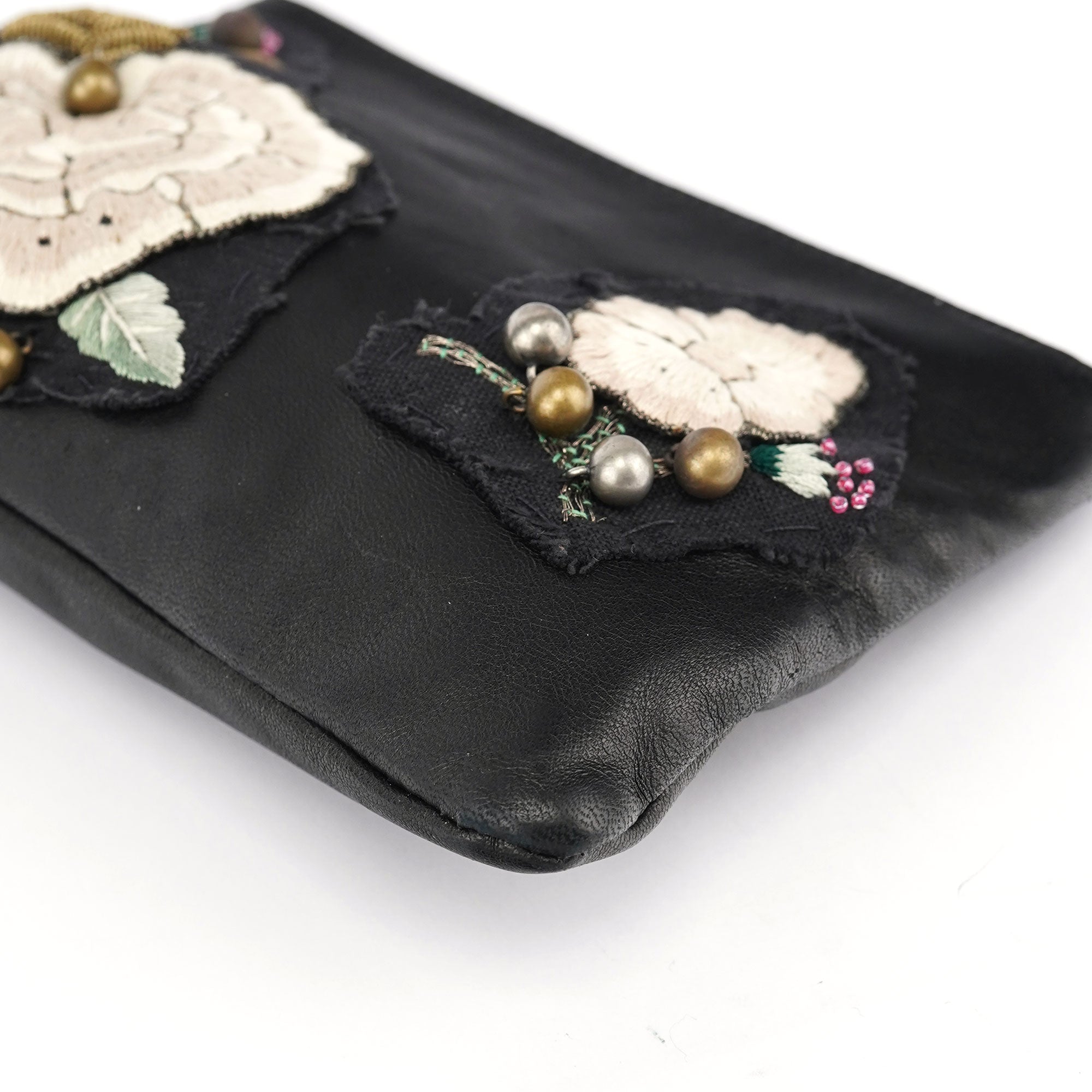 Black Calfskin Embellished Clutch Bag