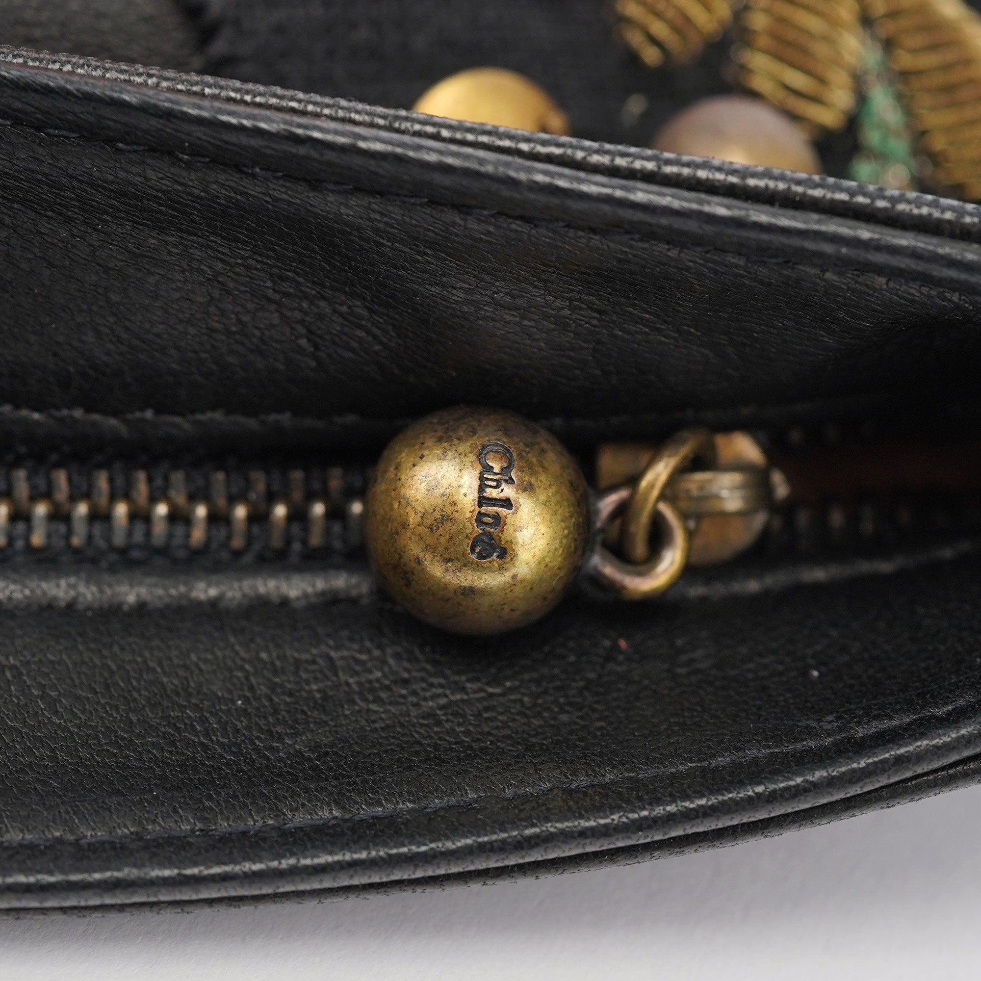 Black Calfskin Embellished Clutch Bag